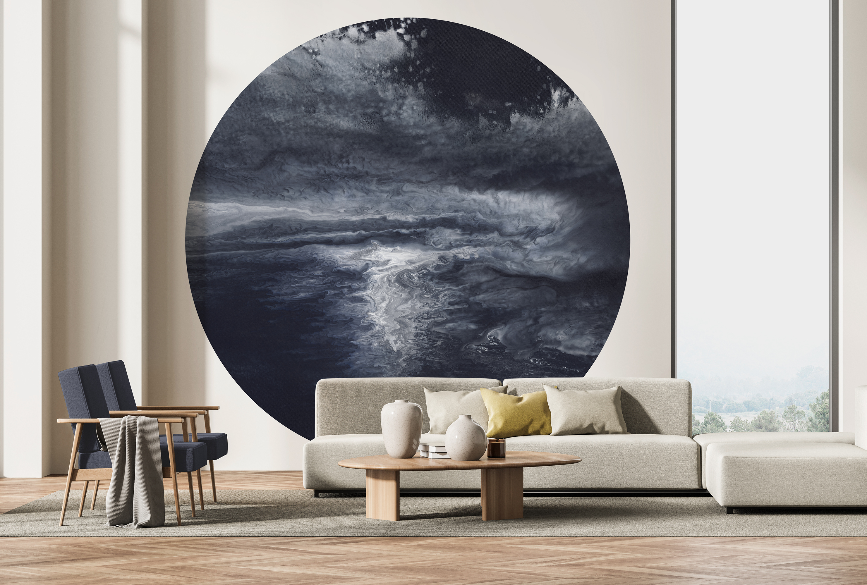 Fototapet Moondance Circle Blue Black, Personalizat, Photowall