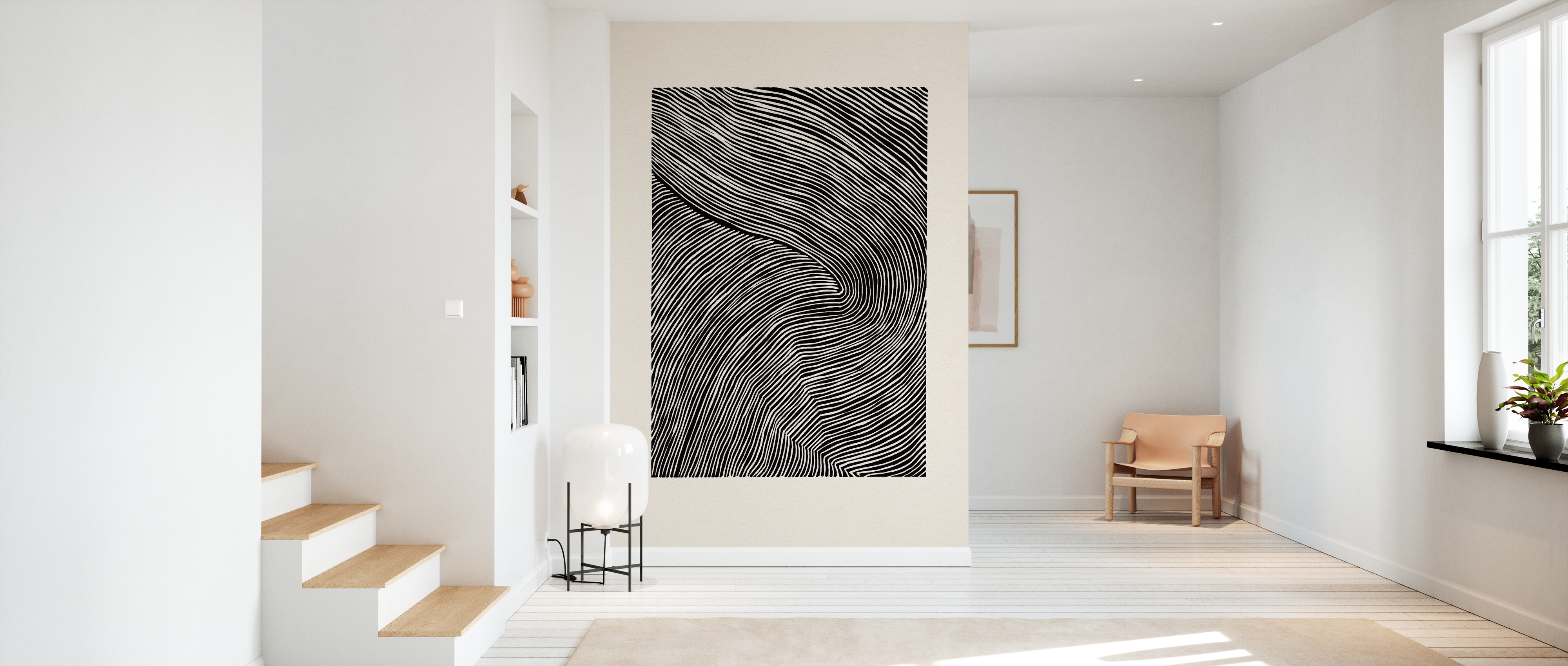 Tapet stripes linocut, black iii, photowall 