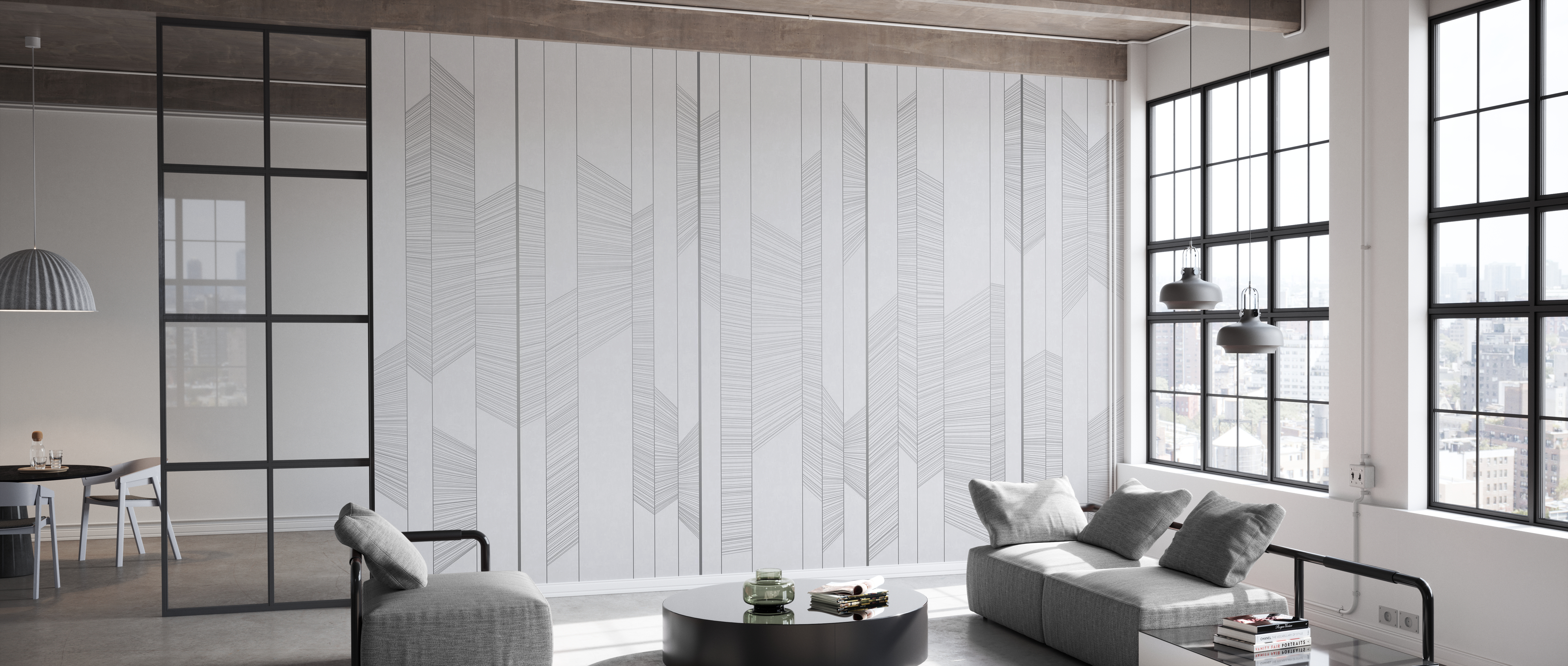 Tapet illuminated lines, carbon paper, photowall 