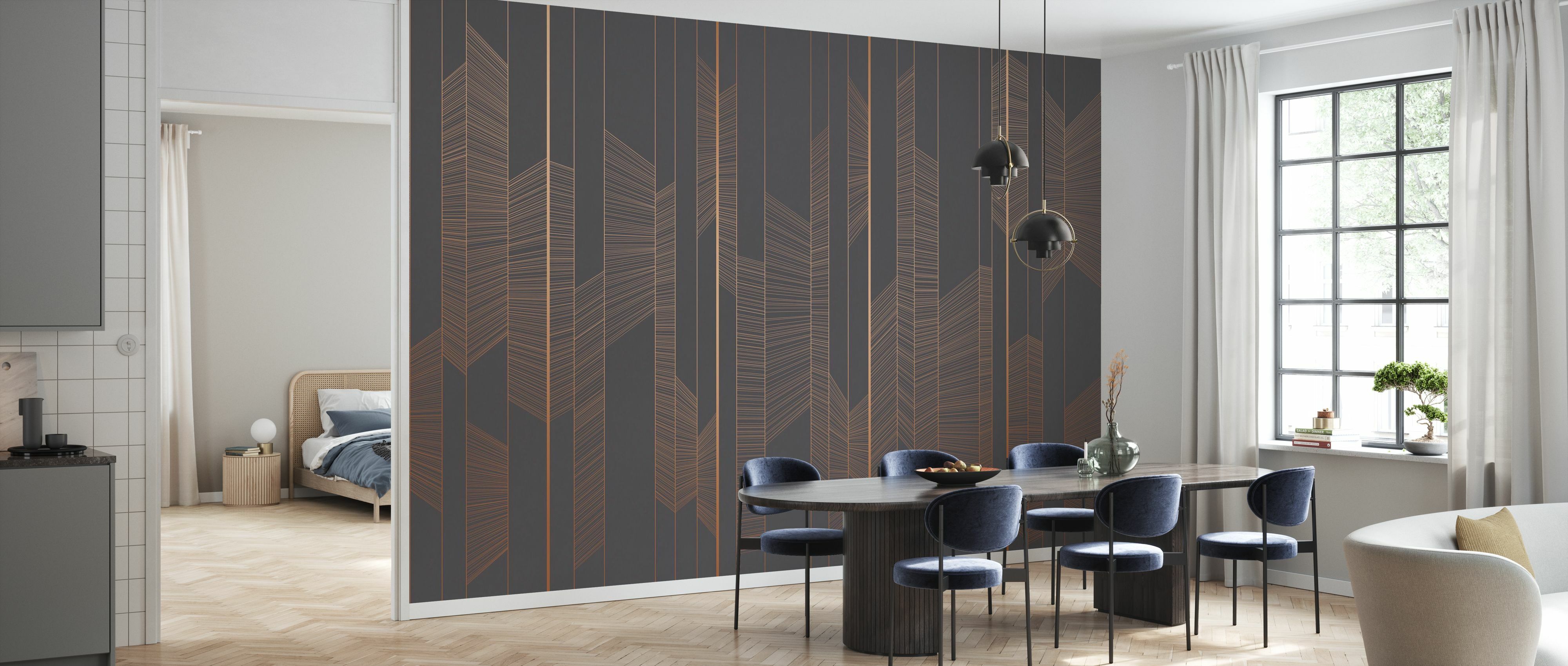 Tapet illuminated lines, rose gold on mole, photowall 