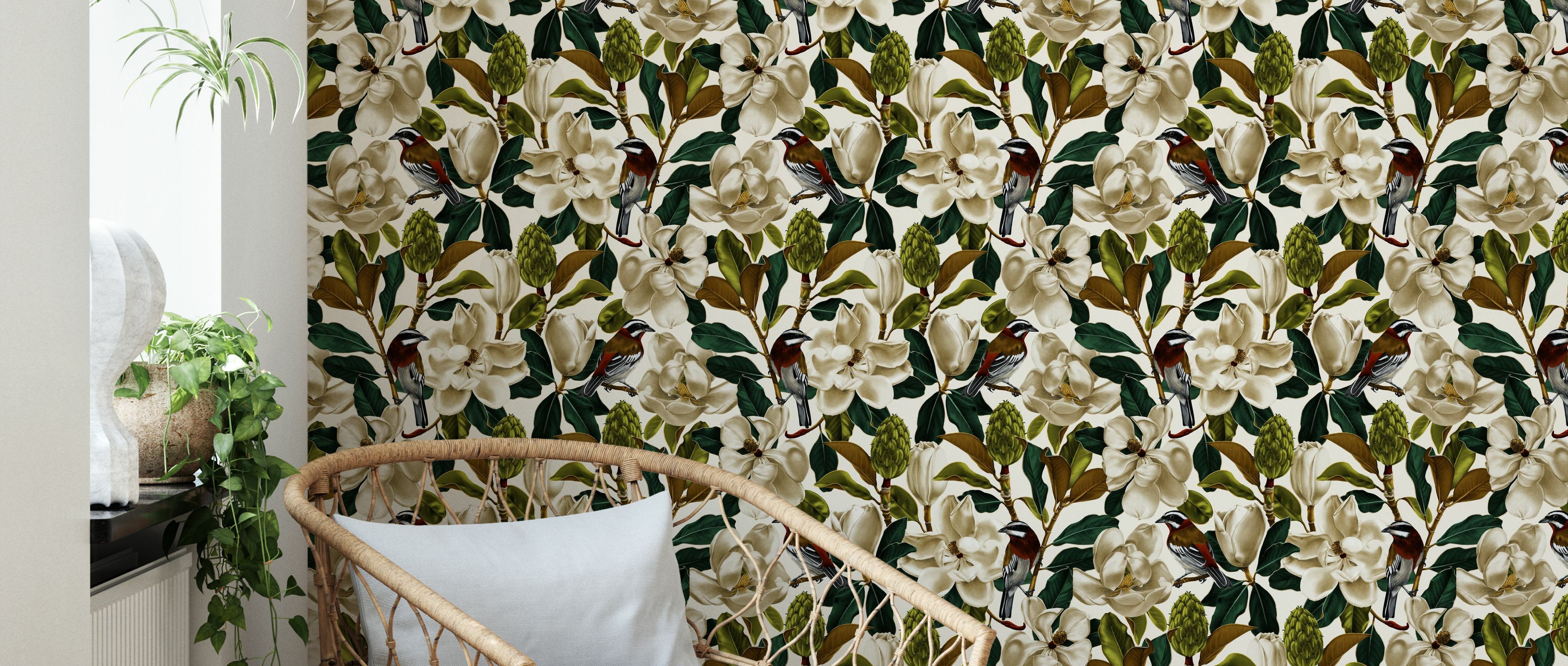 Tapet magnolia, snow, photowall 