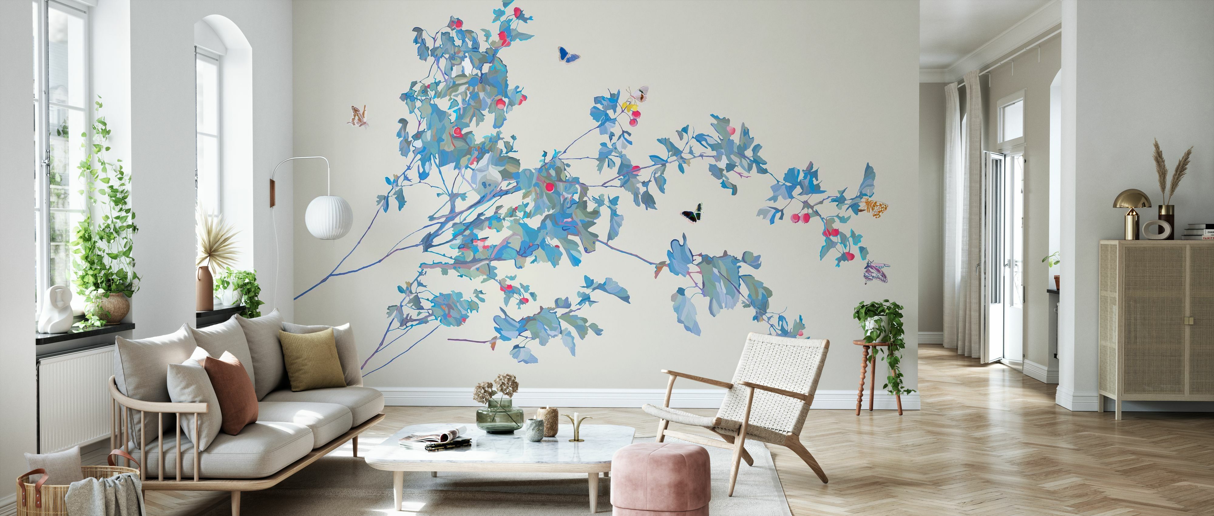 Fototapet butterfly twig on olive green, personalizat, photowall 