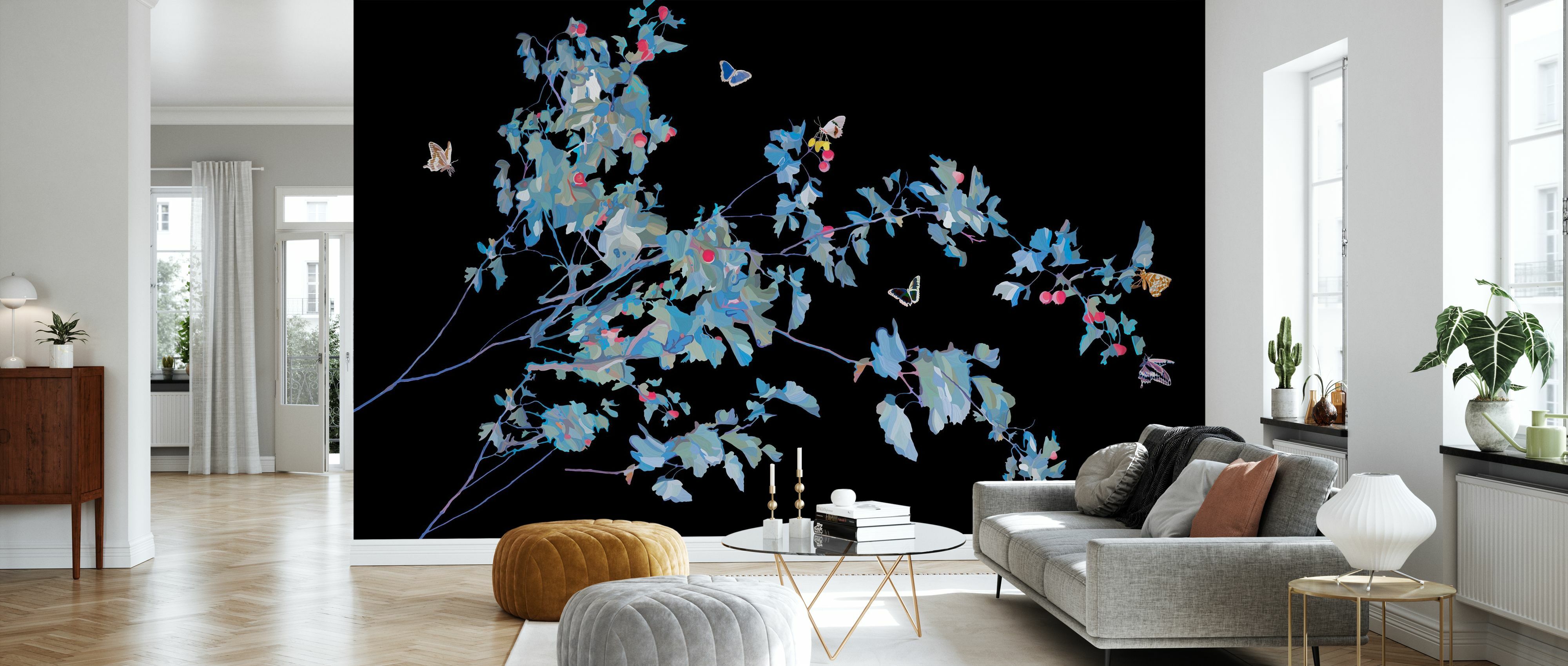 Fototapet butterfly twig on black, personalizat, photowall 