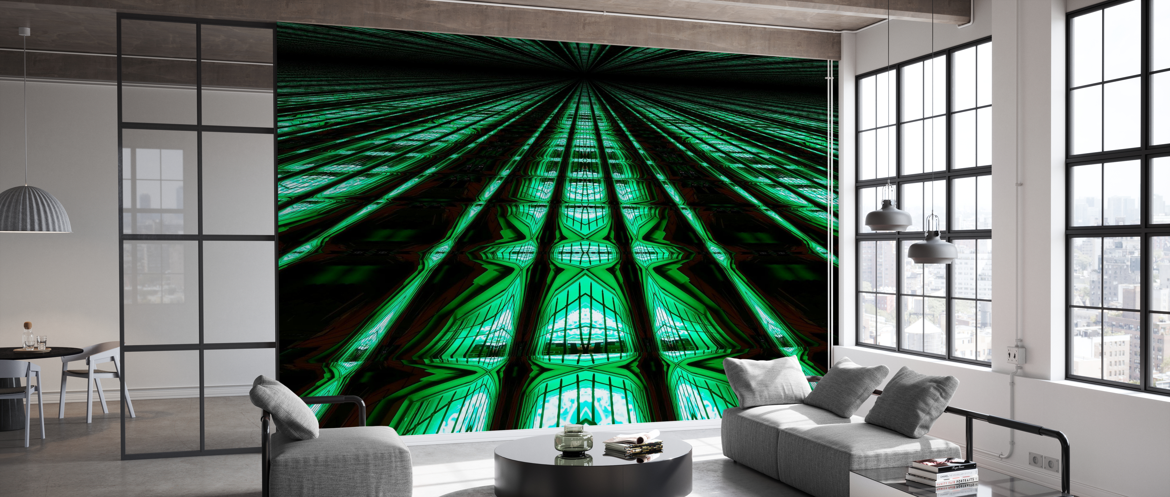 Tapet infinite green neon, photowall 
