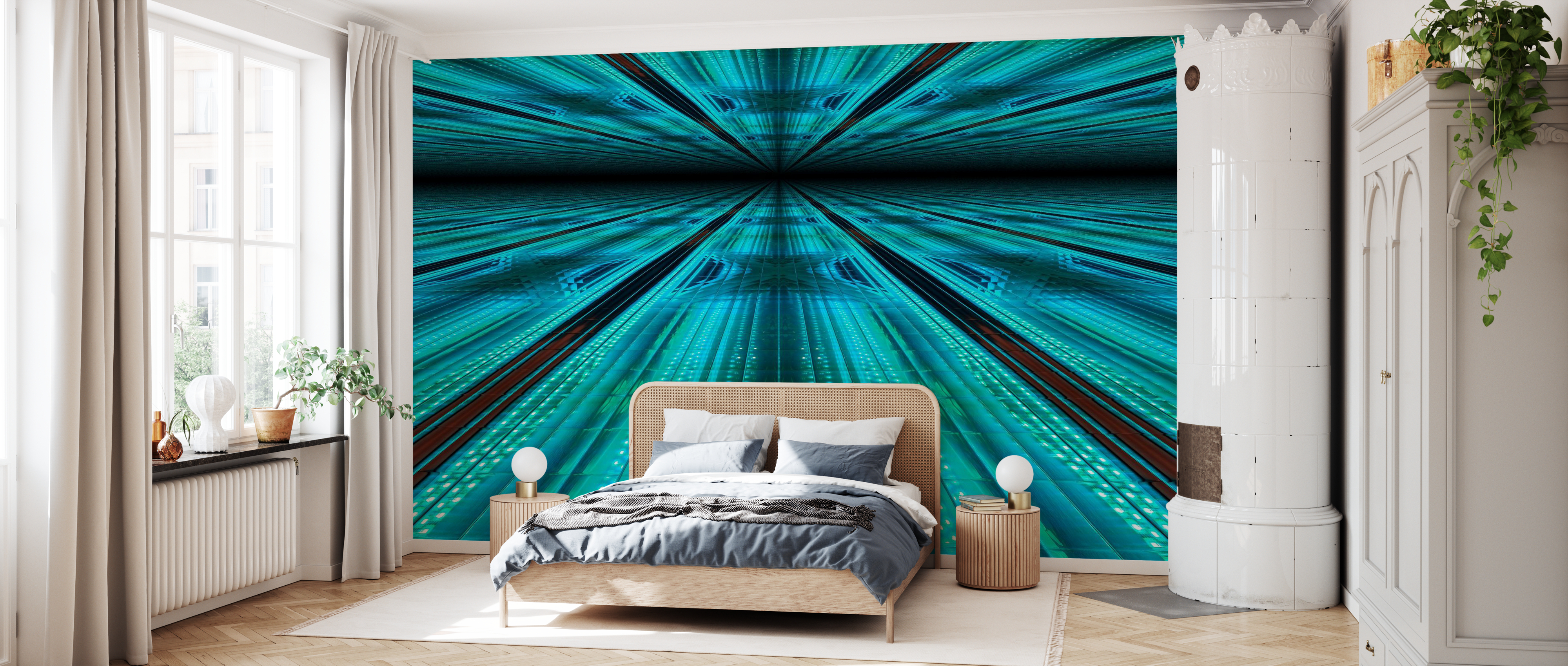 Tapet infinite blue neon, photowall 