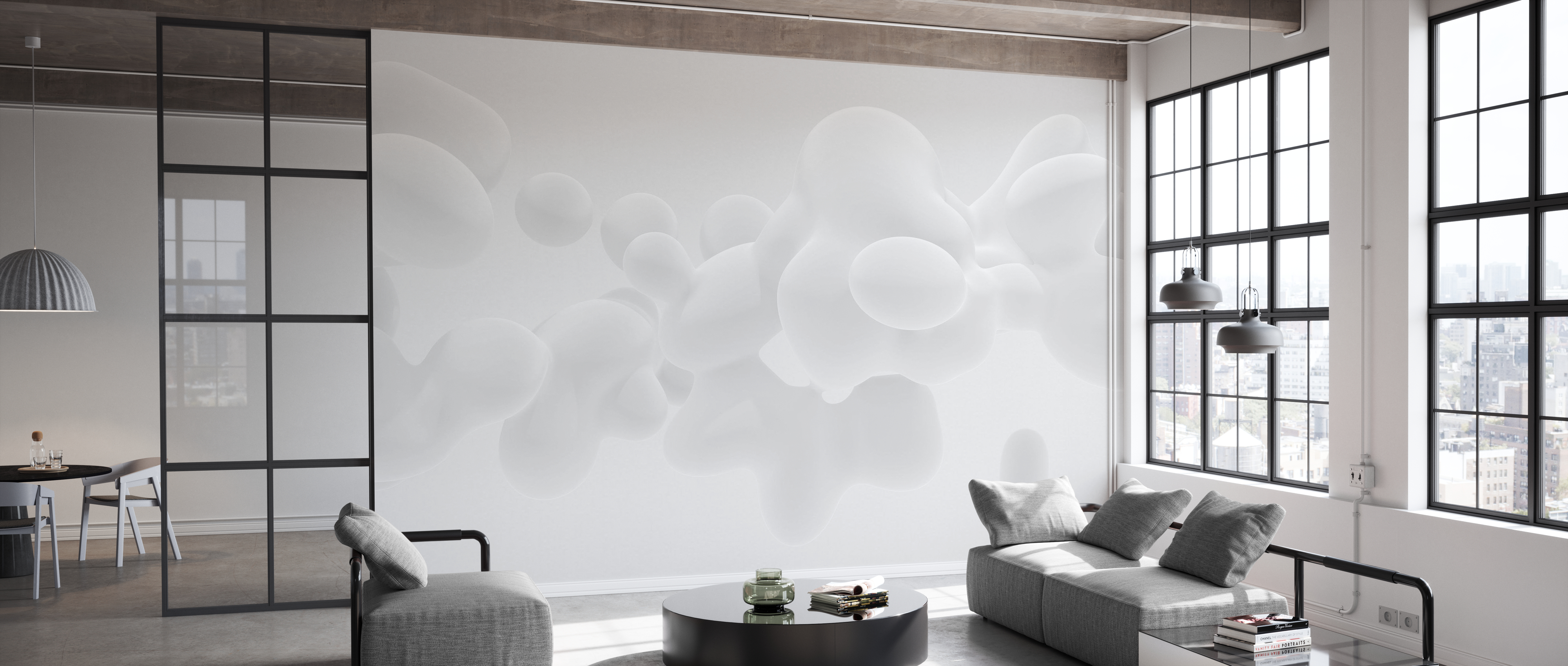 Tapet floating subtle white fluid, photowall 