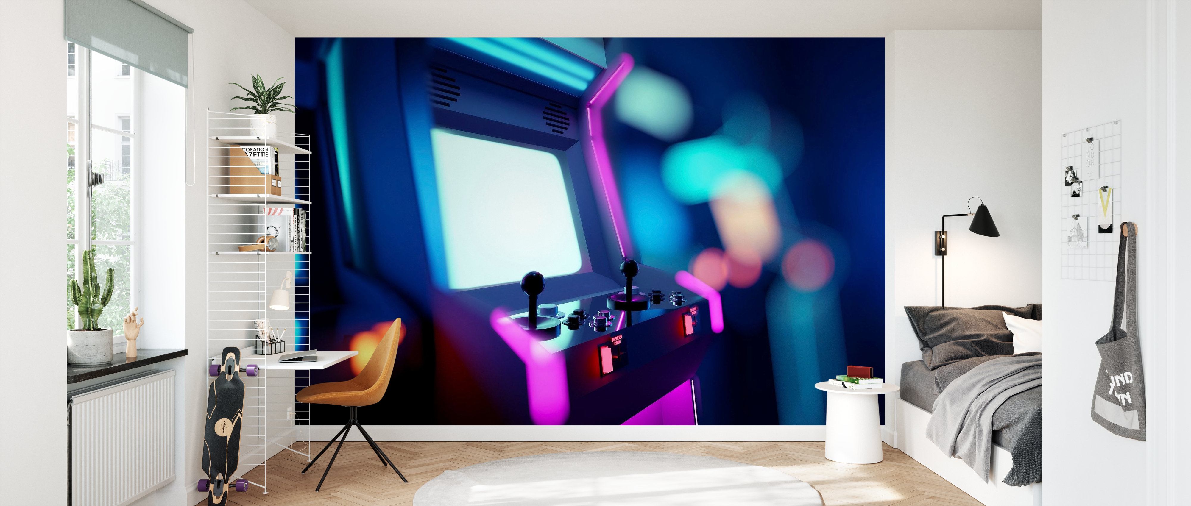 Tapet neon retro arcade machine, photowall 
