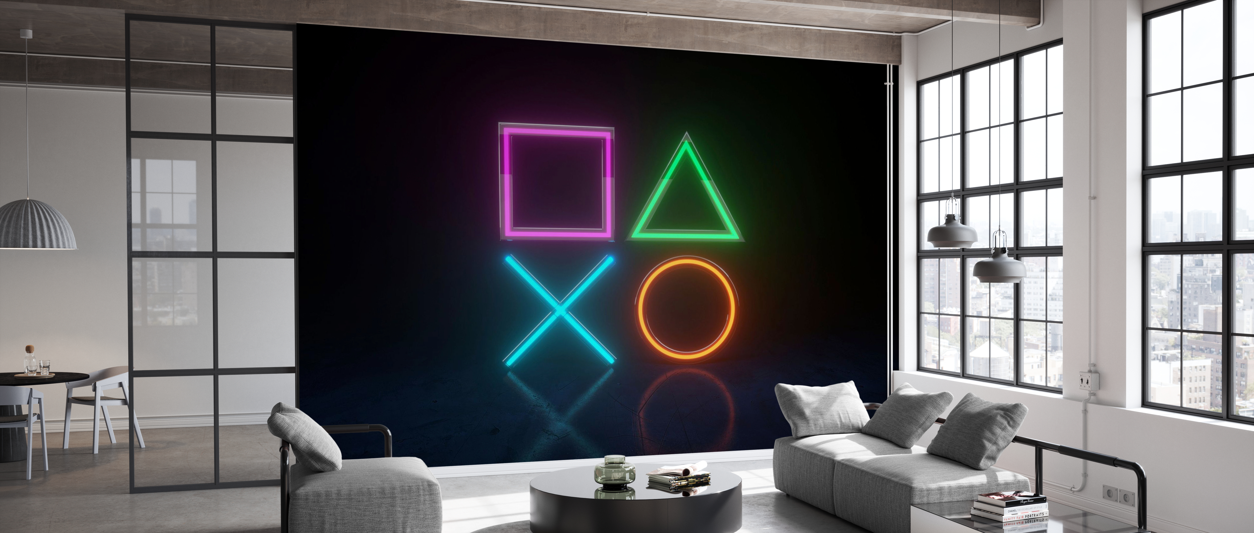Tapet neon lights game symbols, photowall 