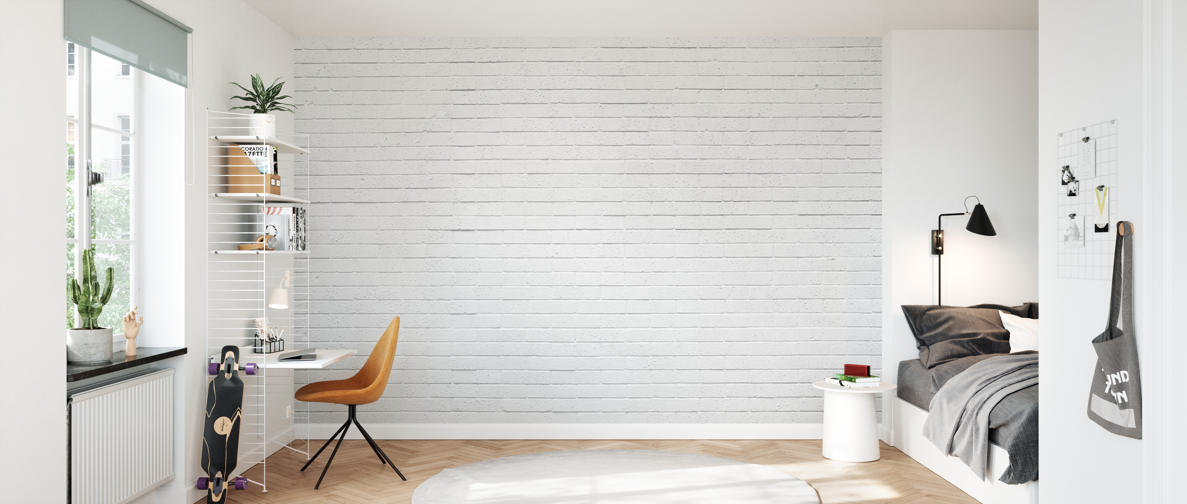 Fototapet white natural brick wall, personalizat, photowall 