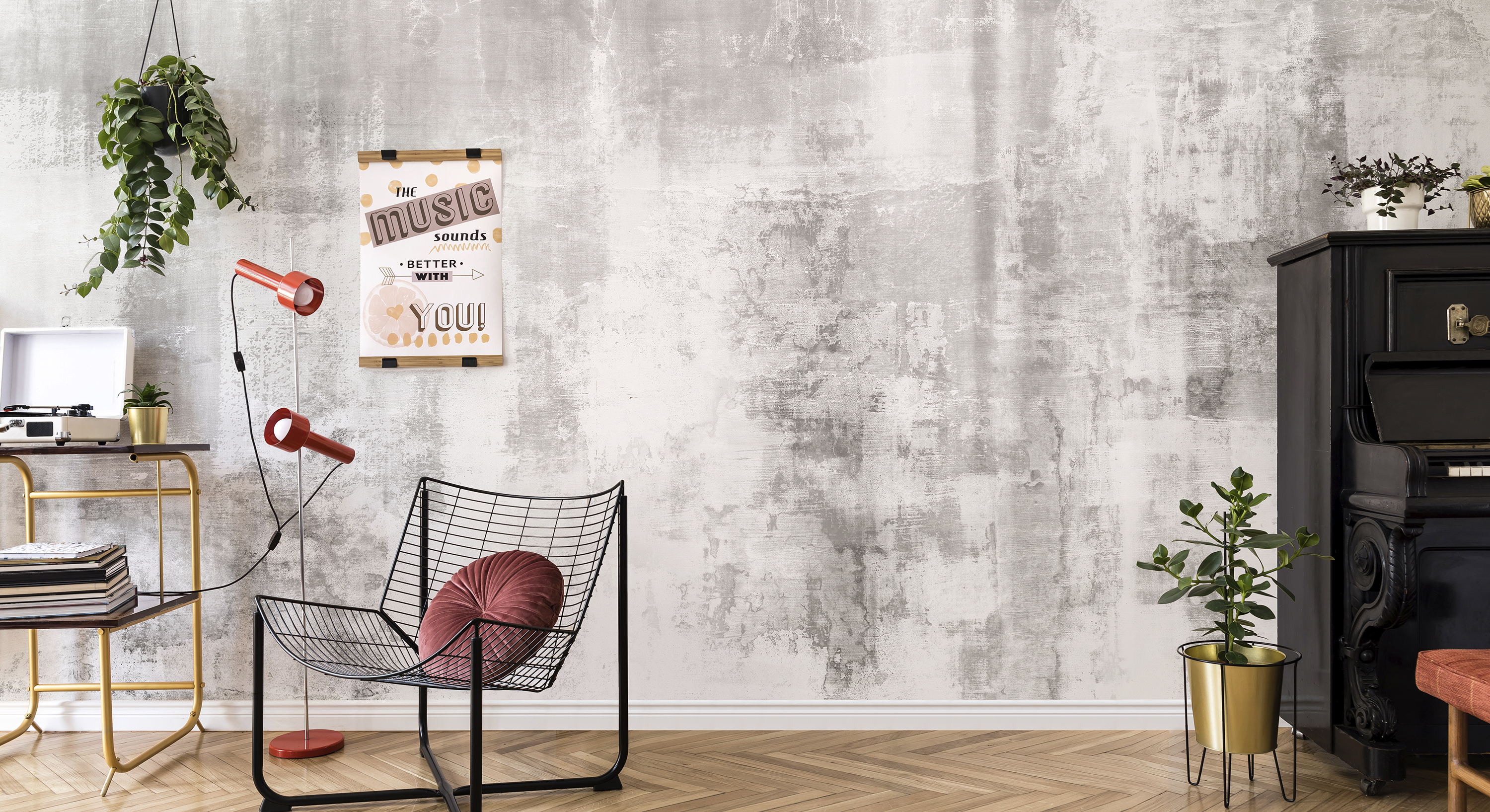 Tapet grunge wall, grey, photowall 