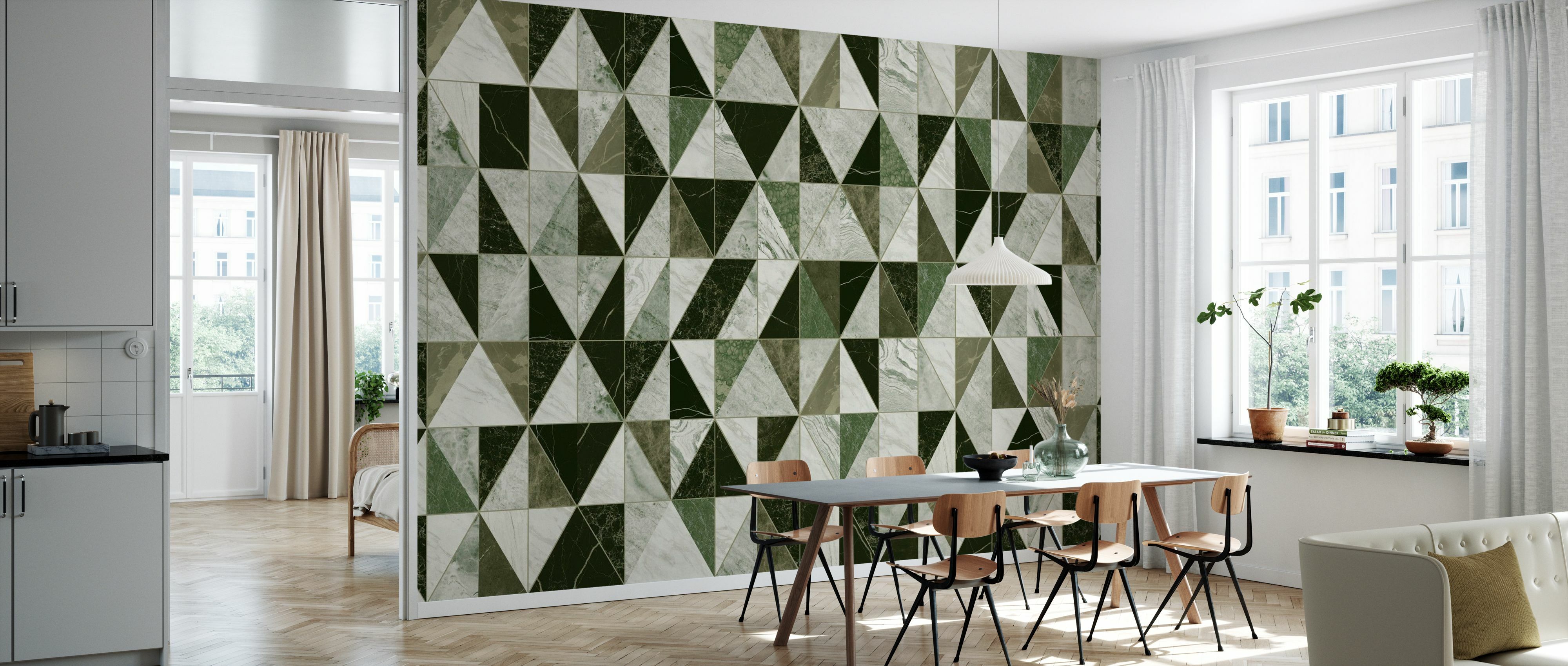 Tapet geometrical marble, alcove, photowall 