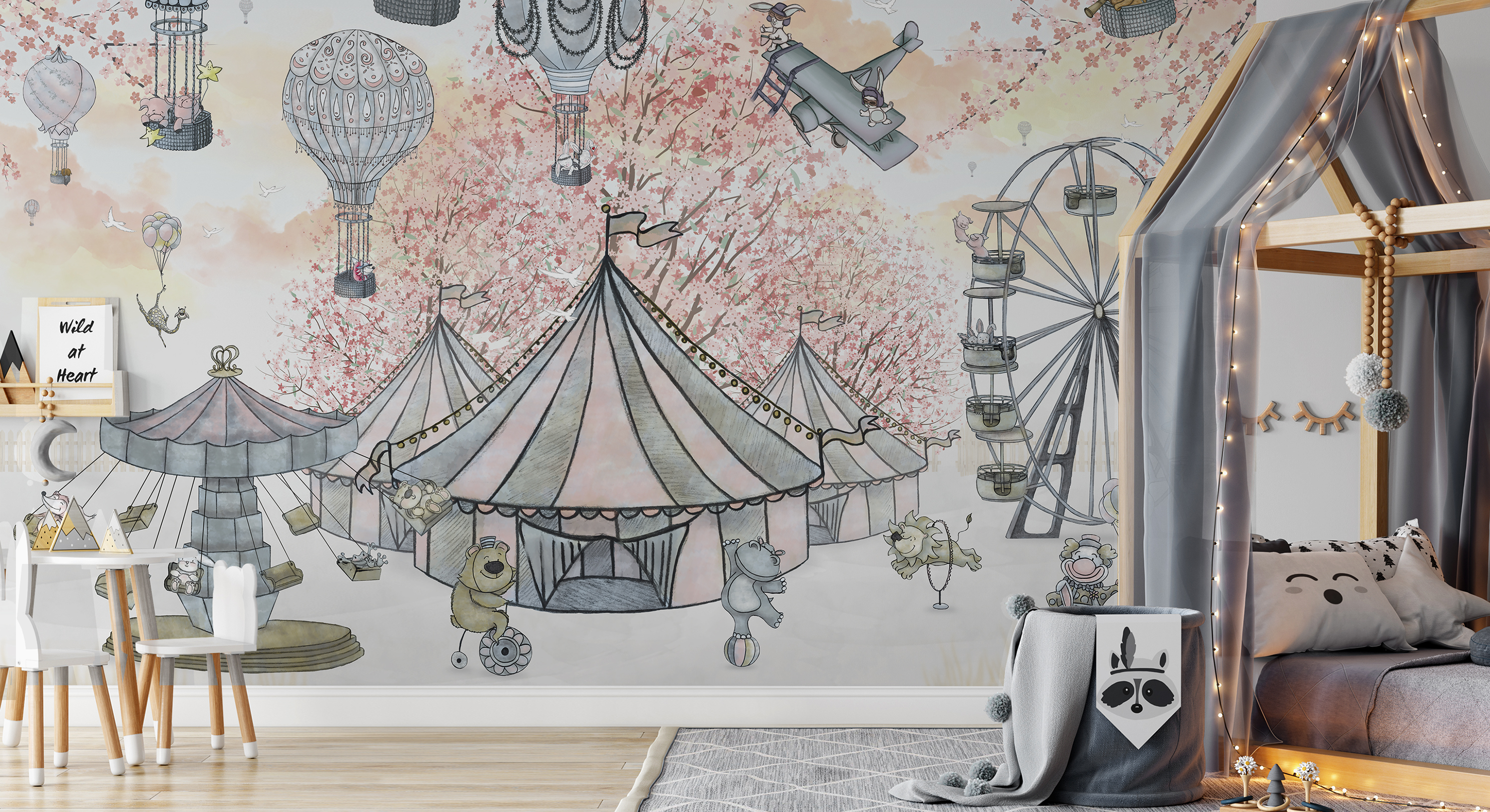 Tapet circus, pink, photowall 