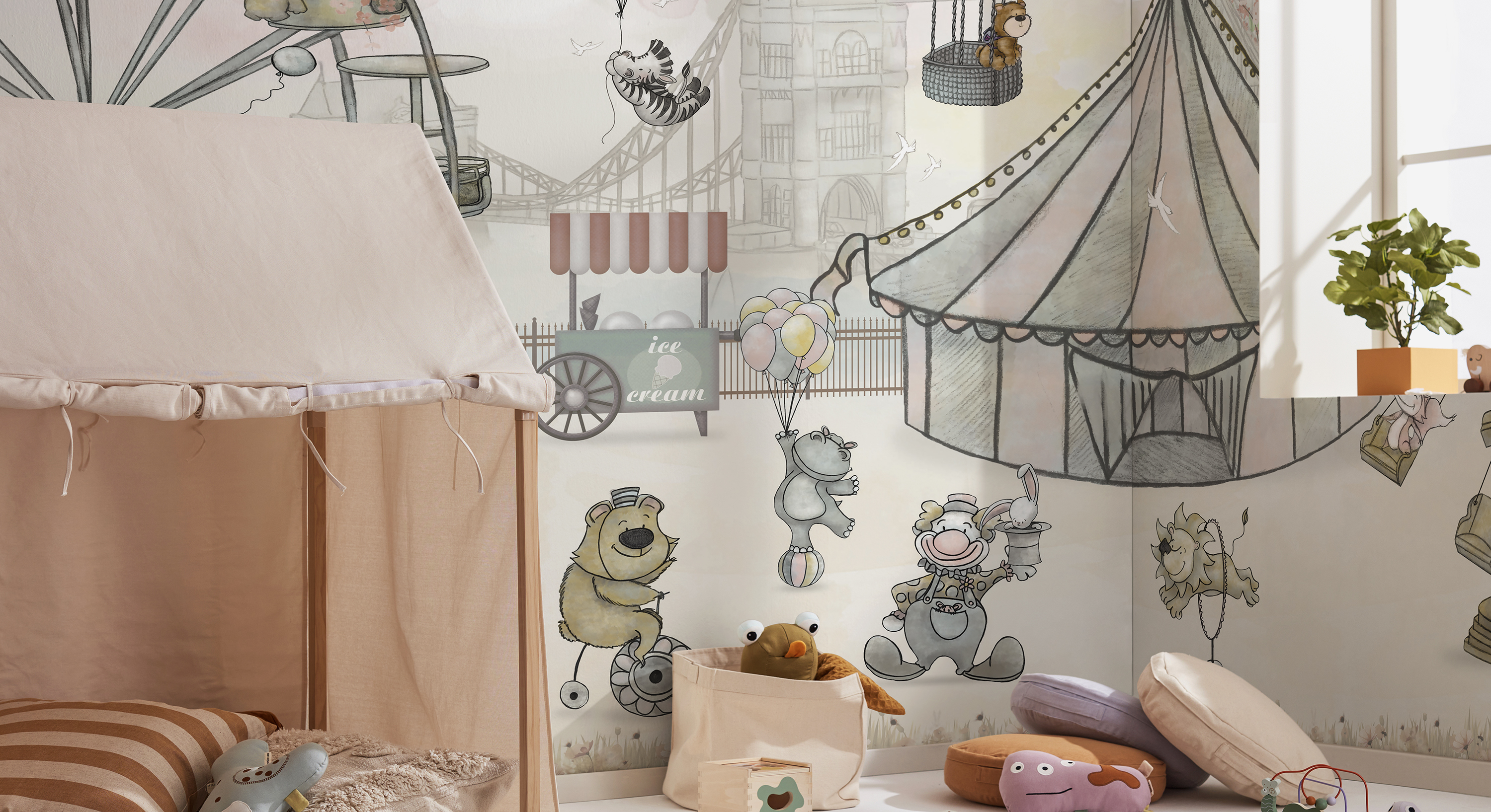 Tapet circus and bridge, photowall 