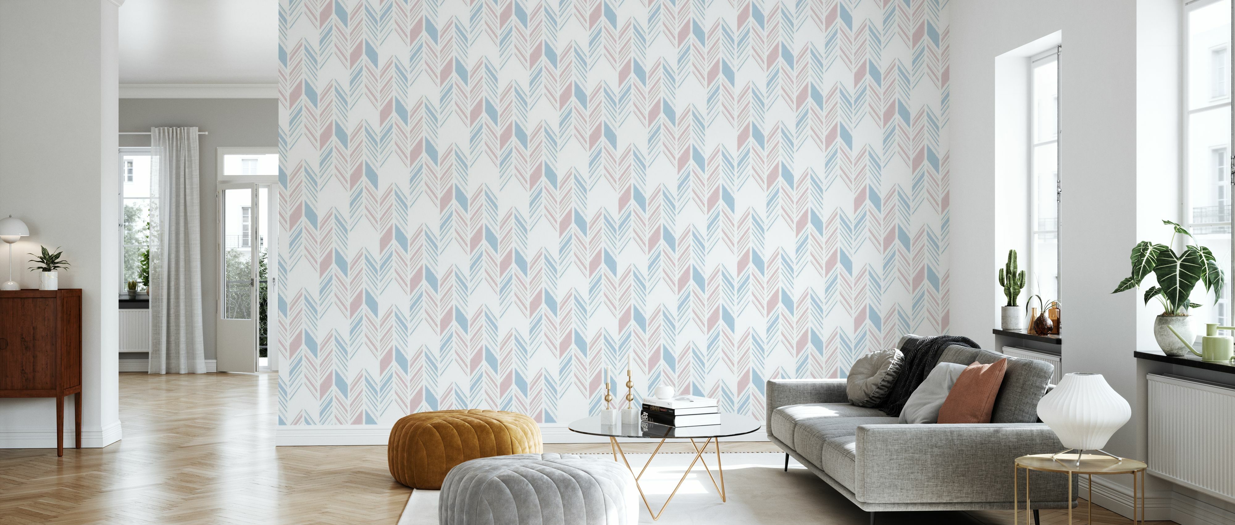 Tapet herringbone iv, blue and pink, photowall 