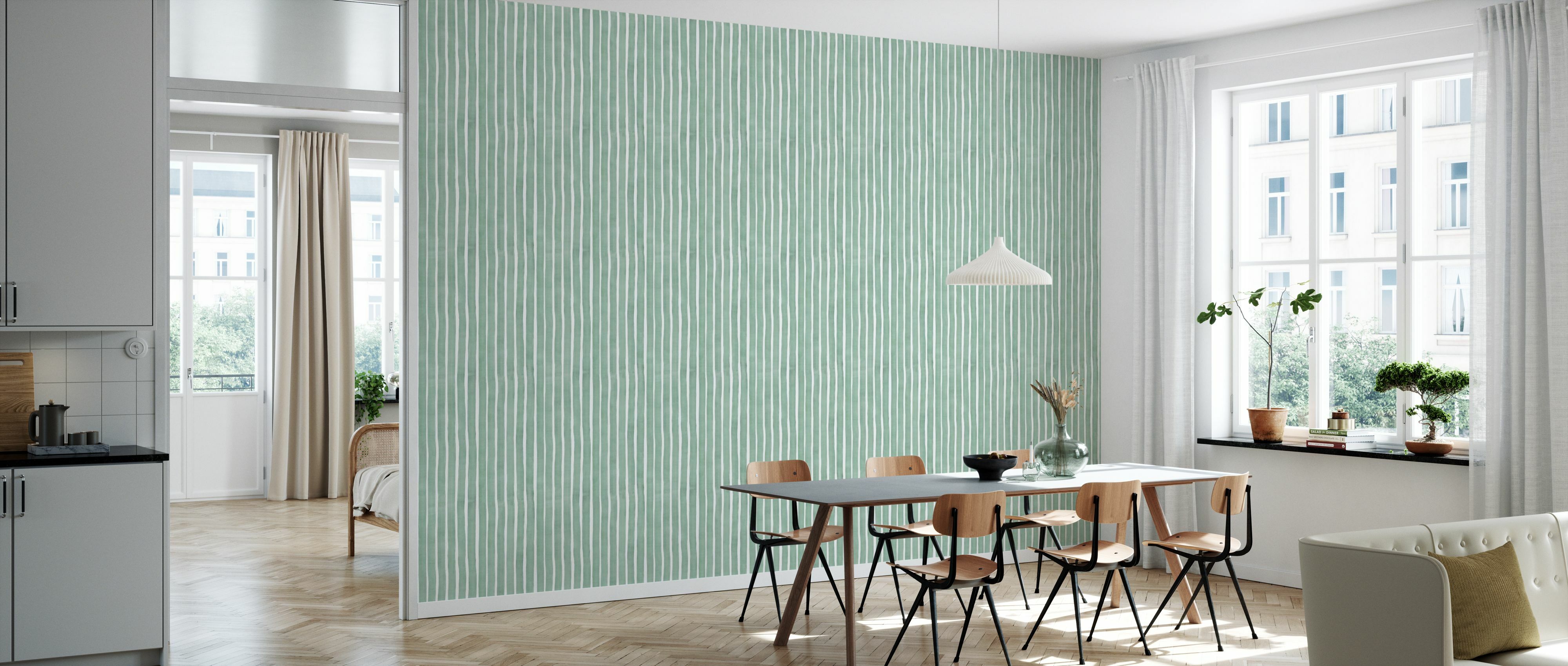 Tapet decorative watercolor stripes, green, photowall 