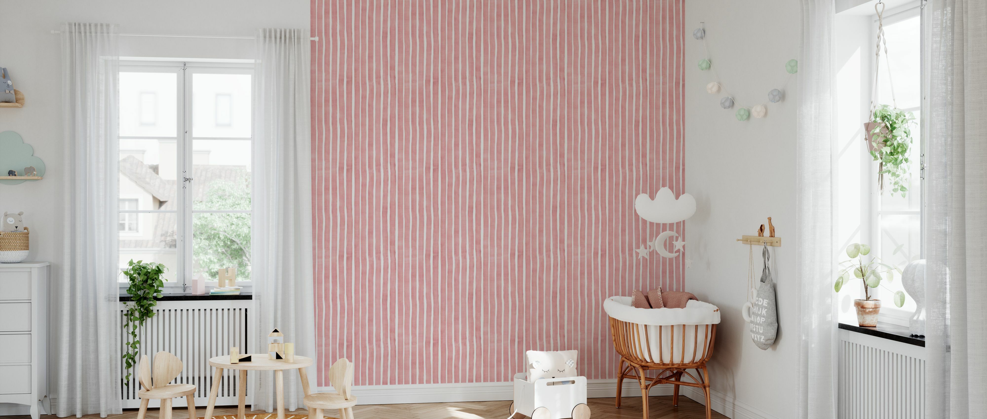 Tapet decorative watercolor stripes, pink, photowall 