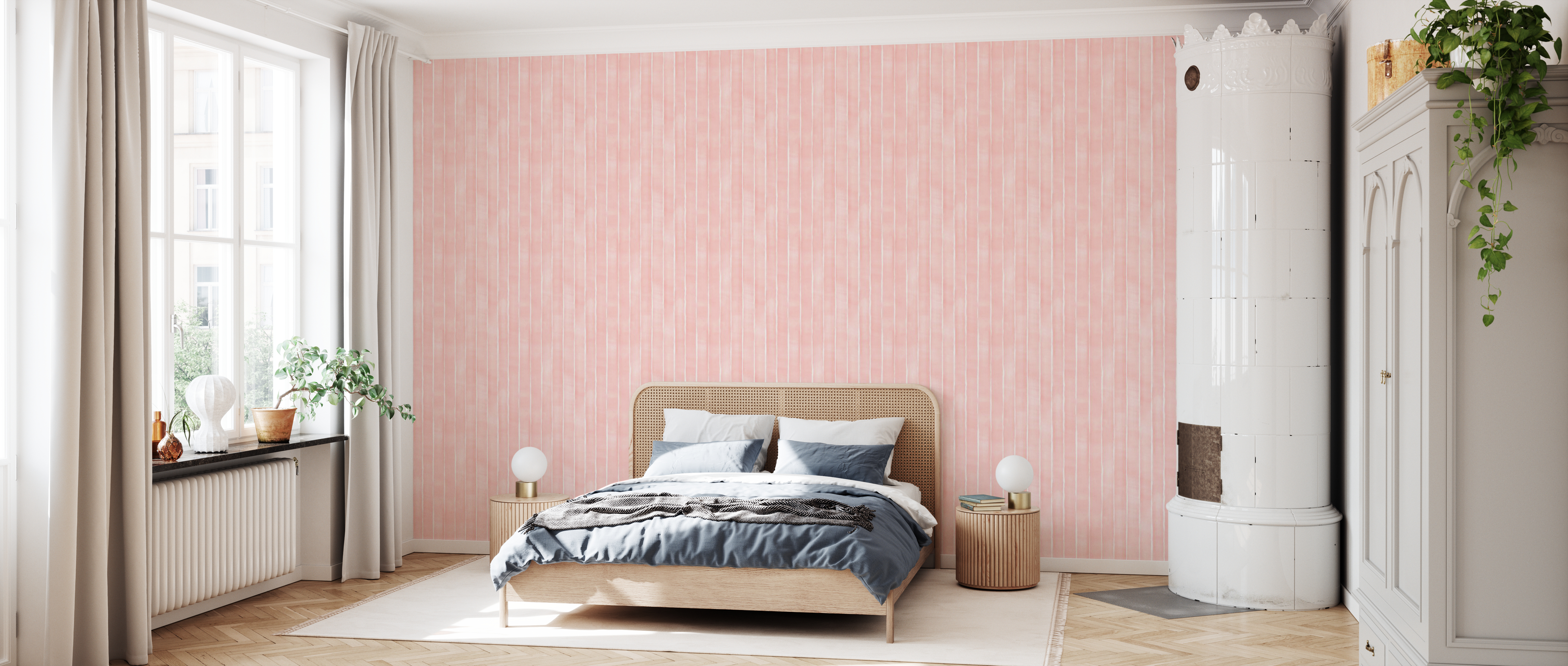 Tapet Tracing Stripes, Pink, Photowall