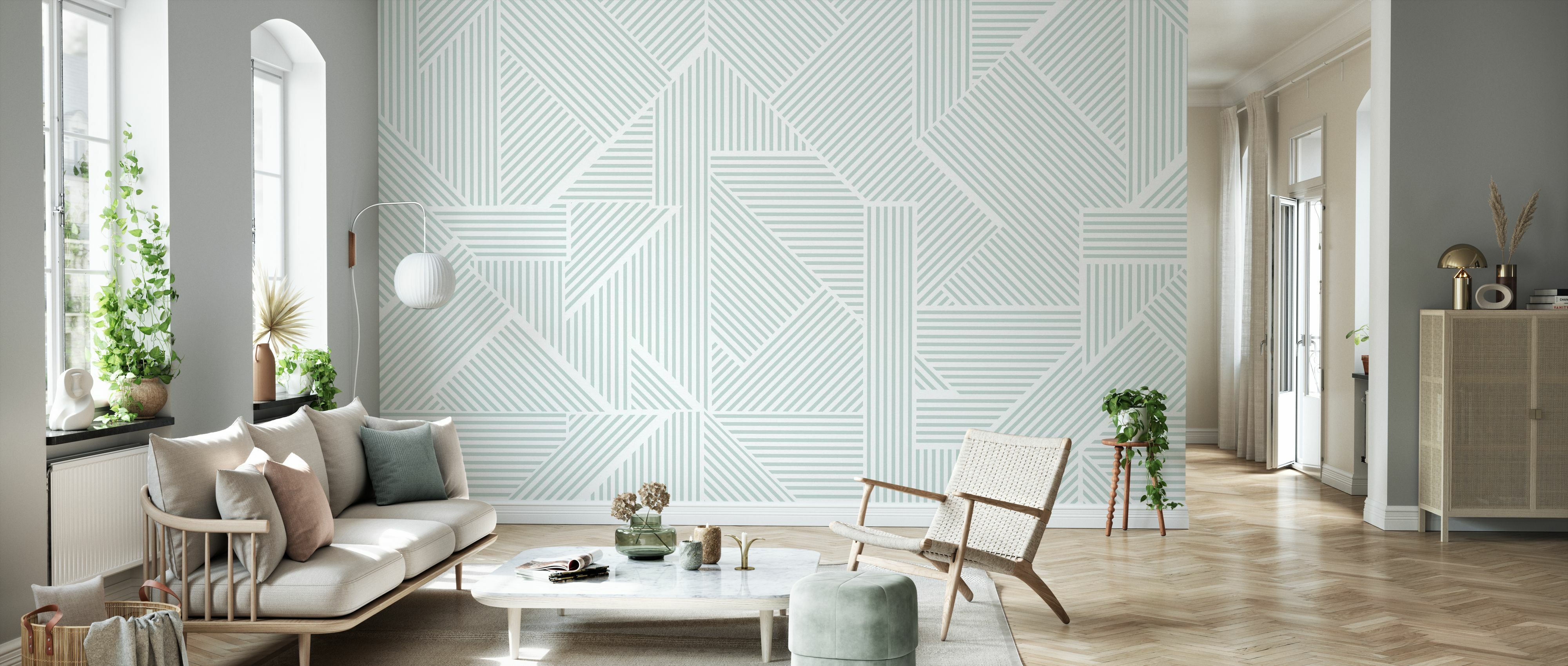 Tapet geometric lines, green, photowall 