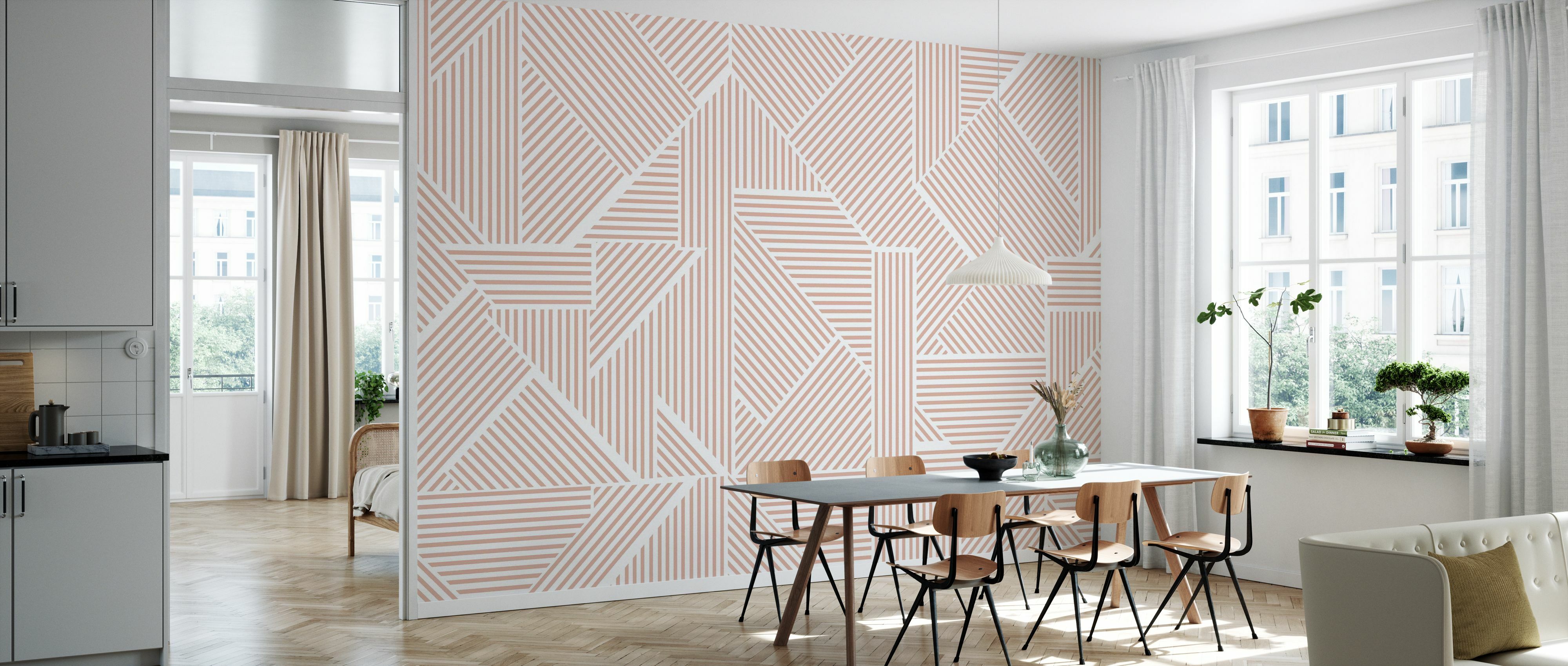 Tapet geometric lines, pink, photowall 