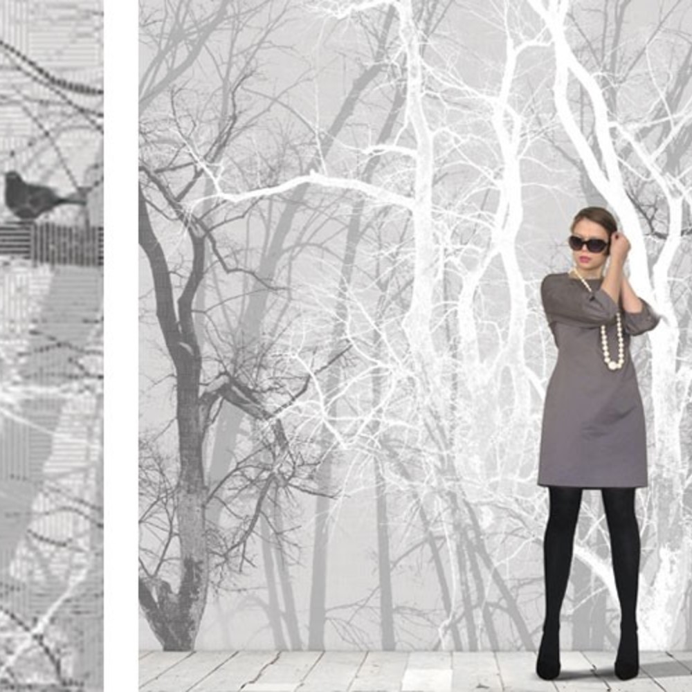 Foto tapet 3d copaci gri, personalizat, photowall 