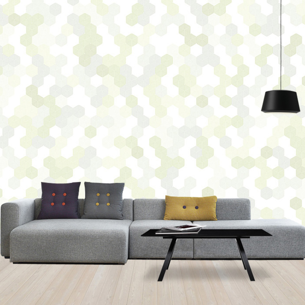 Fototapet hexagon - verde, personalizat, photowall 