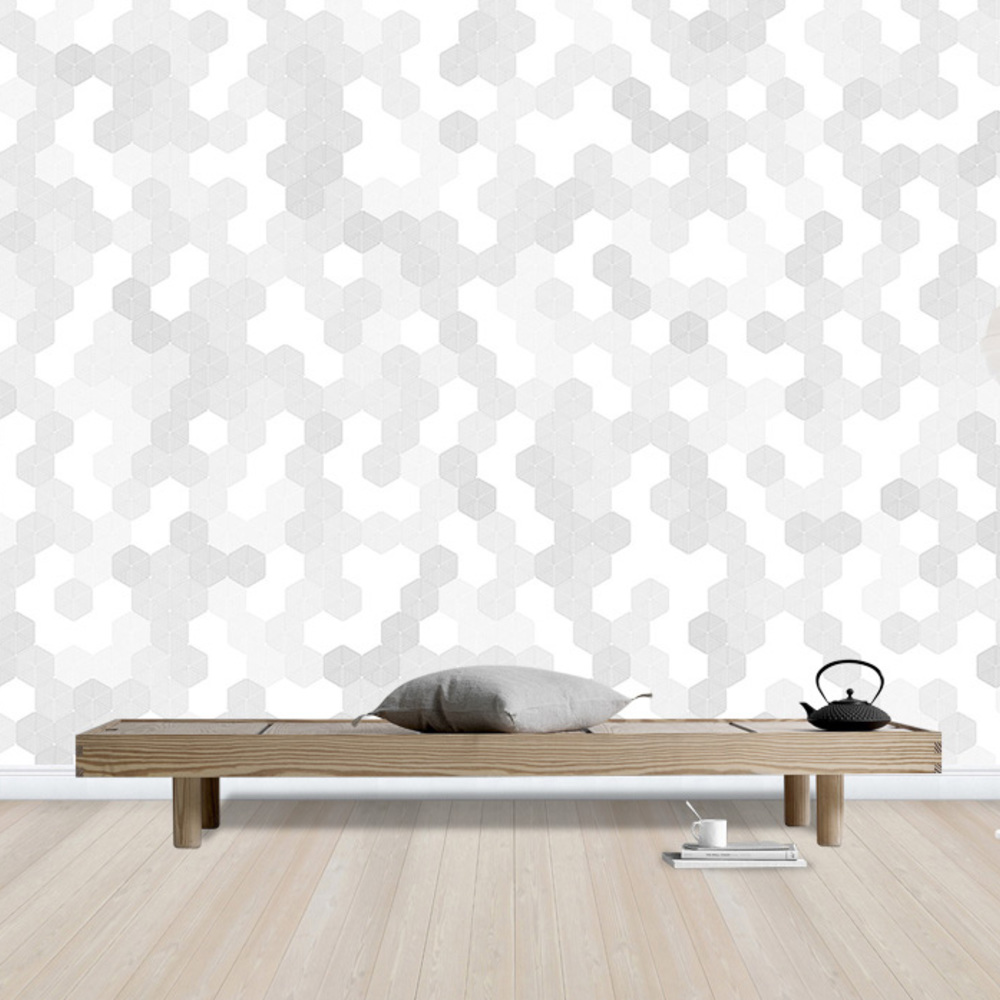 Fototapet hexagon - gri, personalizat, photowall 