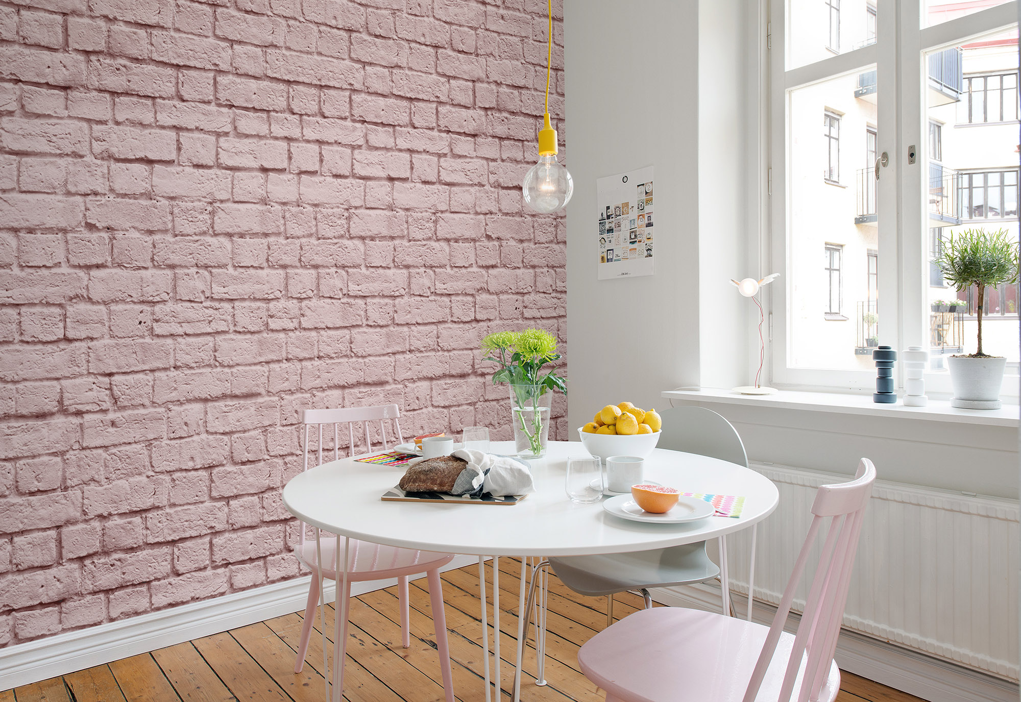 Fototapet Caramizi, roz, personalizat, Rebel Walls  image1