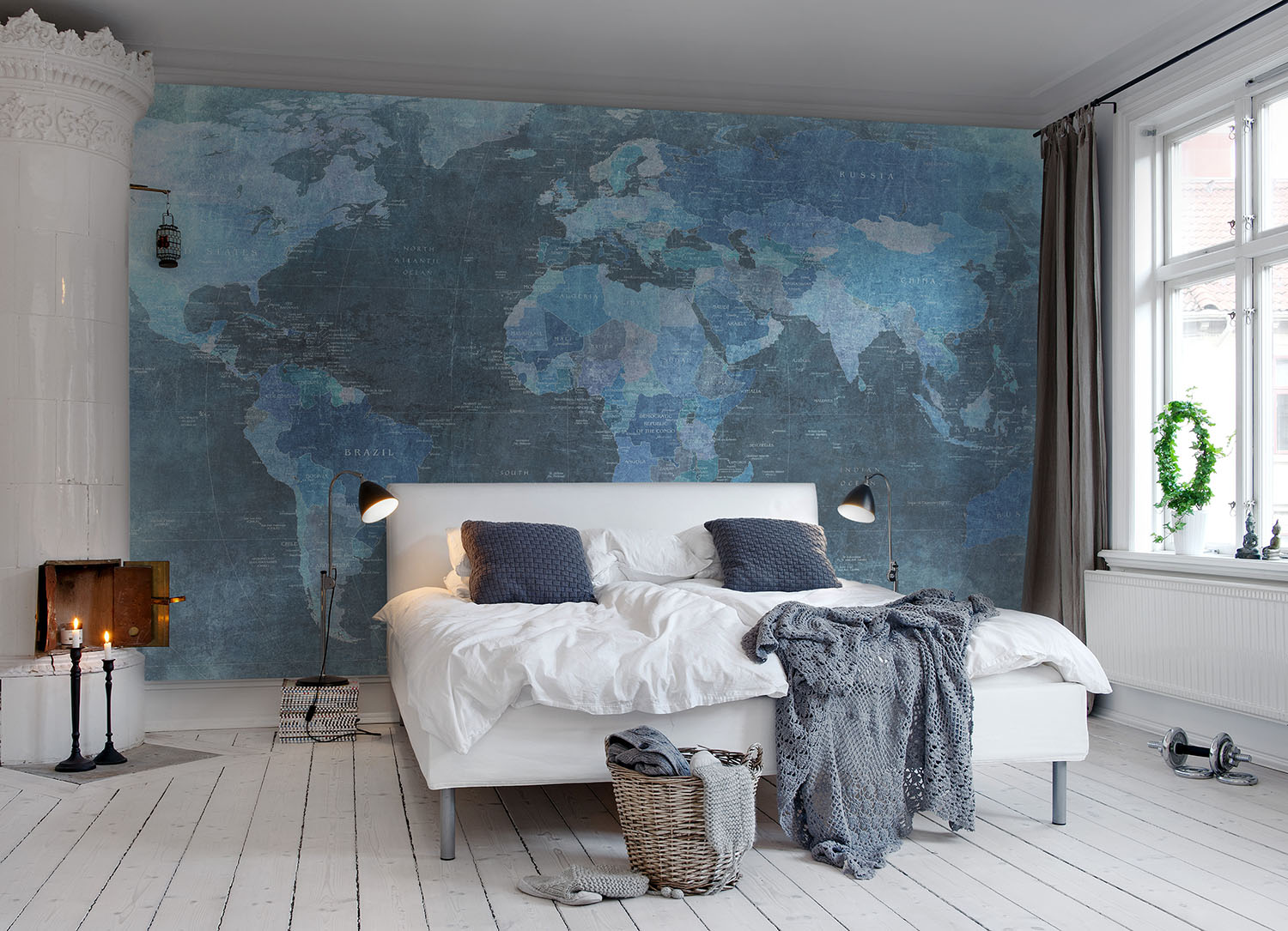 Fototapet World Map, Blue, personalizat, Rebel Walls  image