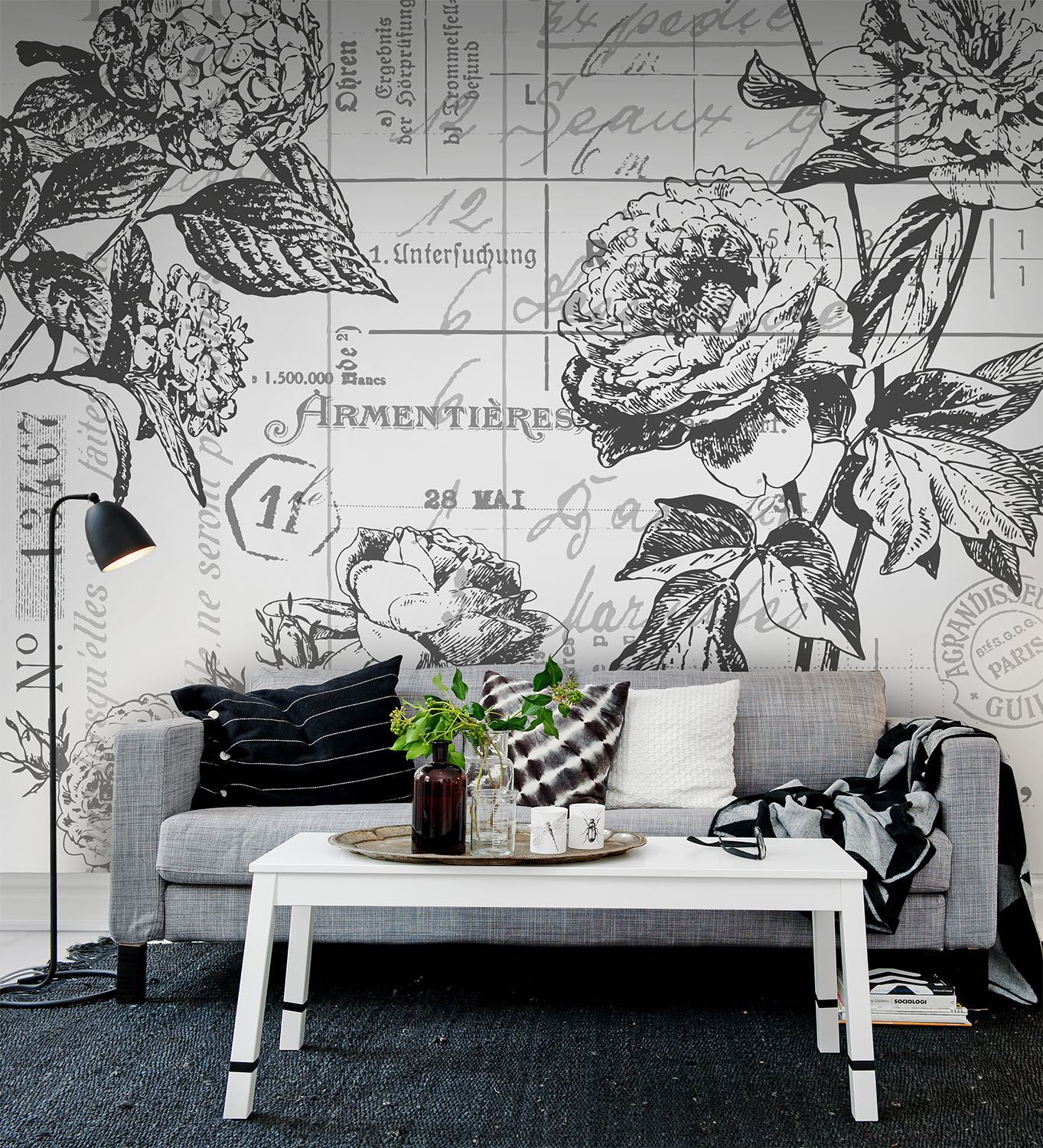 Fototapet Floreal, Black&White 1, personalizat, Rebel Walls  image10