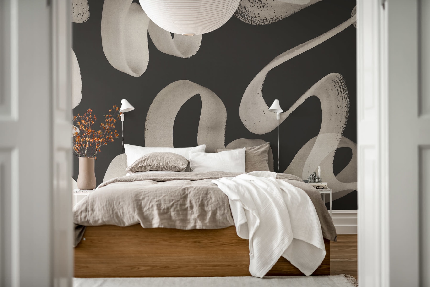 Tapet waves, black, rebel walls 