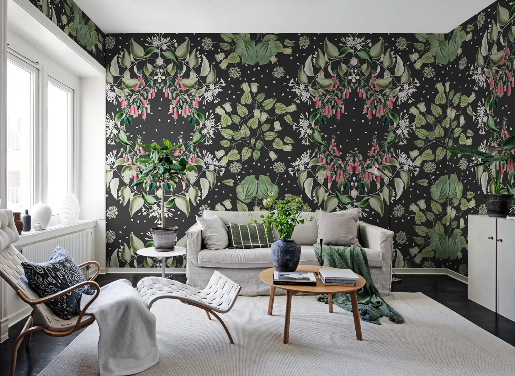 Tapet lotus, black, rebel walls 
