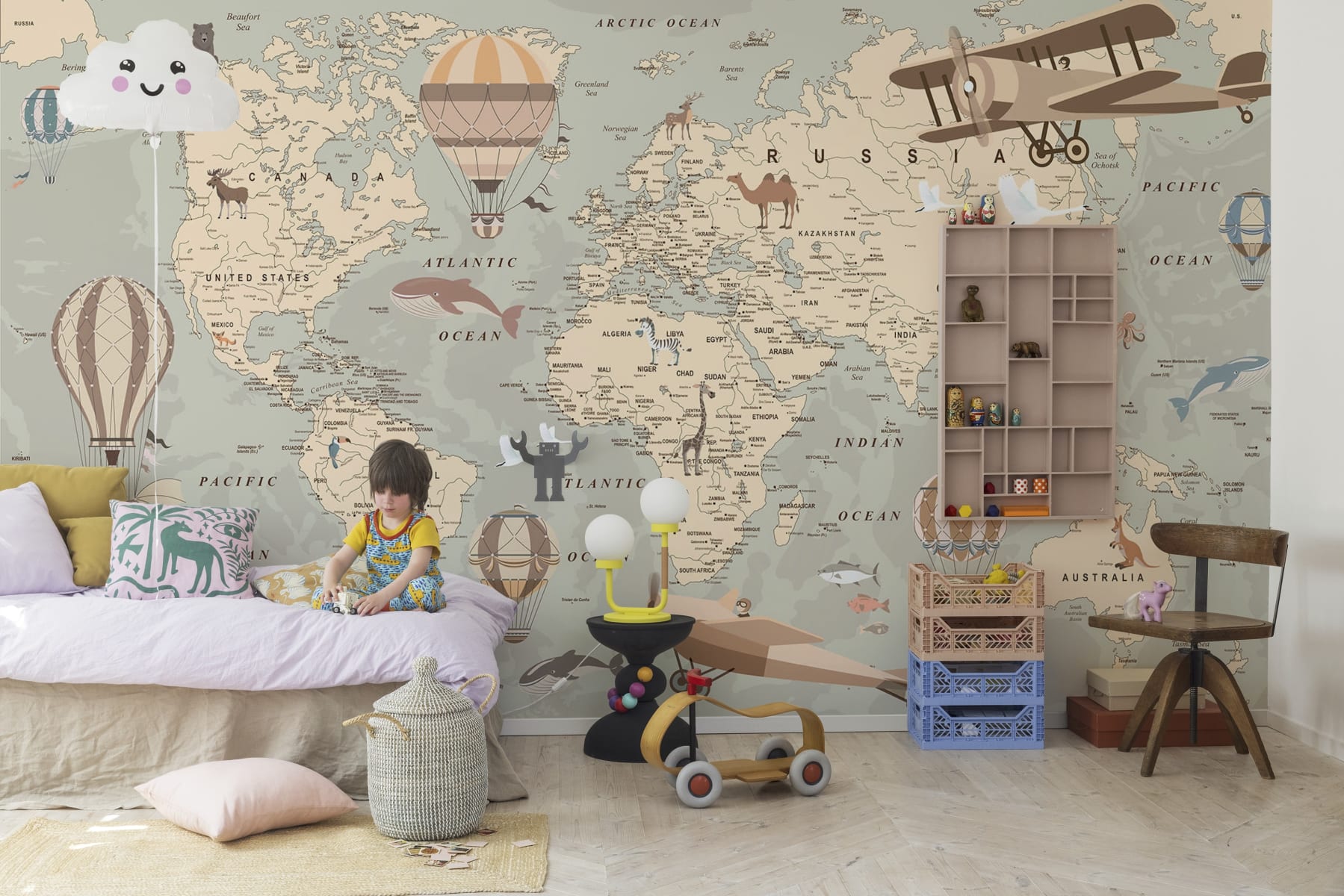 Tapet map of the world, rebel walls 