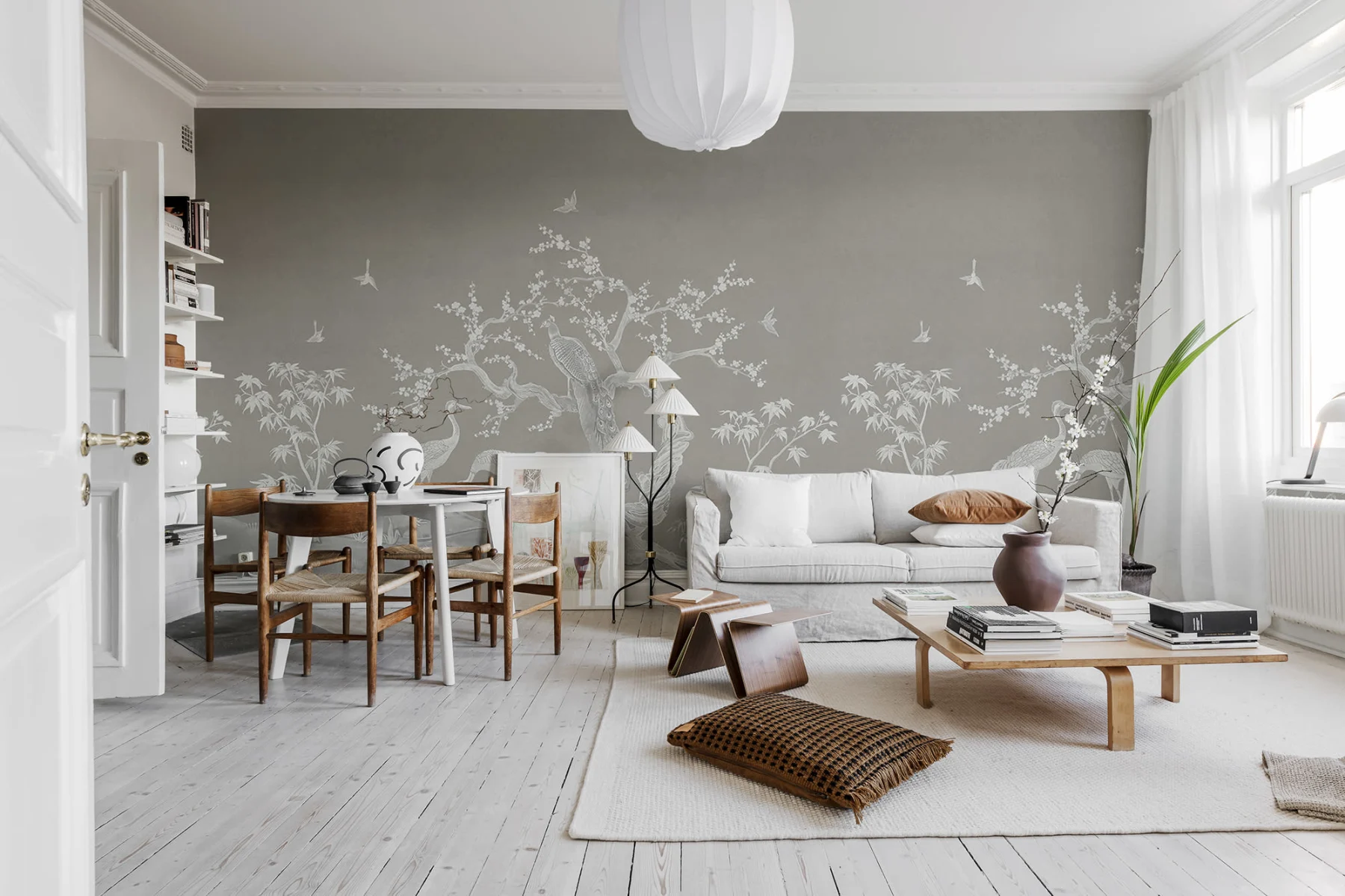 Tapet chinoiserie lace, natural beige, rebel walls 