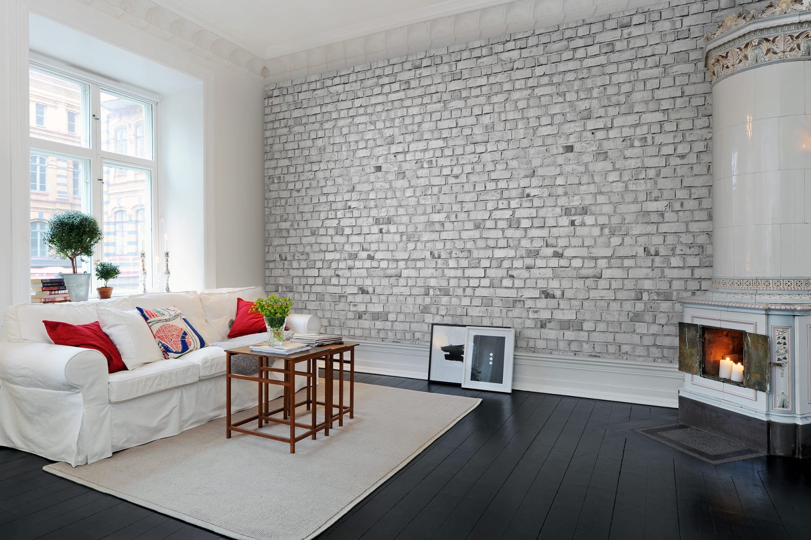 Fototapet Brick Wall, White, personalizat, Rebel Walls