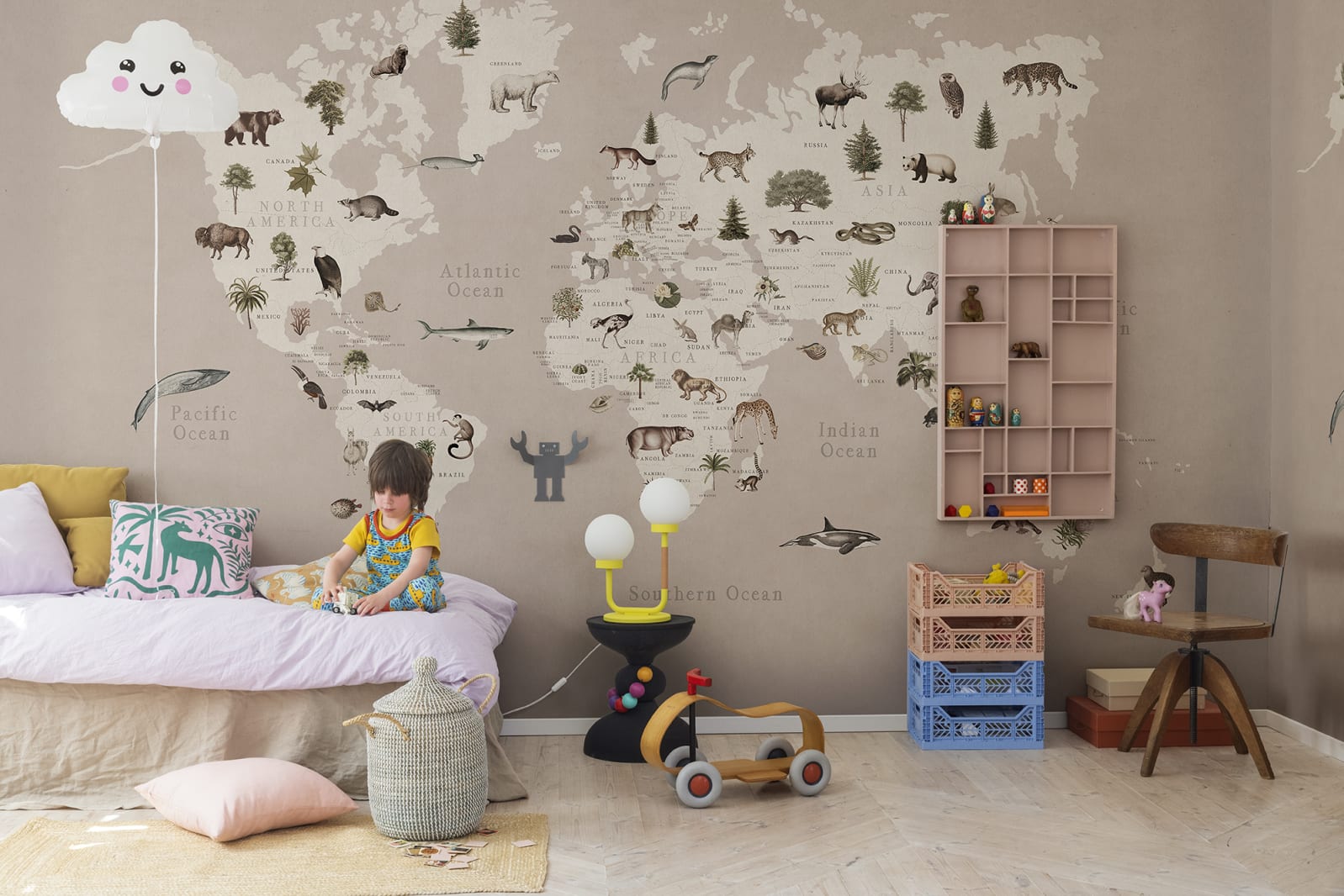Fototapet animal world, pastel pink, personalizat, rebel walls 