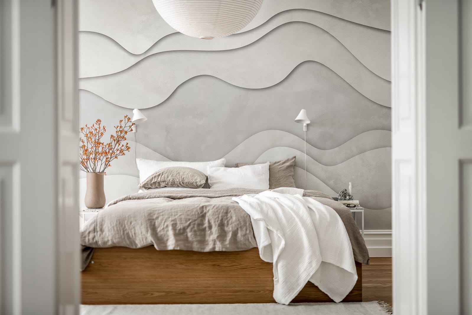 Fototapet 3d wave, white, personalizat, rebel walls 