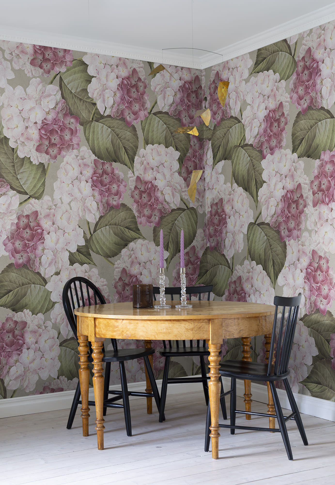 Tapet hydrangea, pink, rebel walls