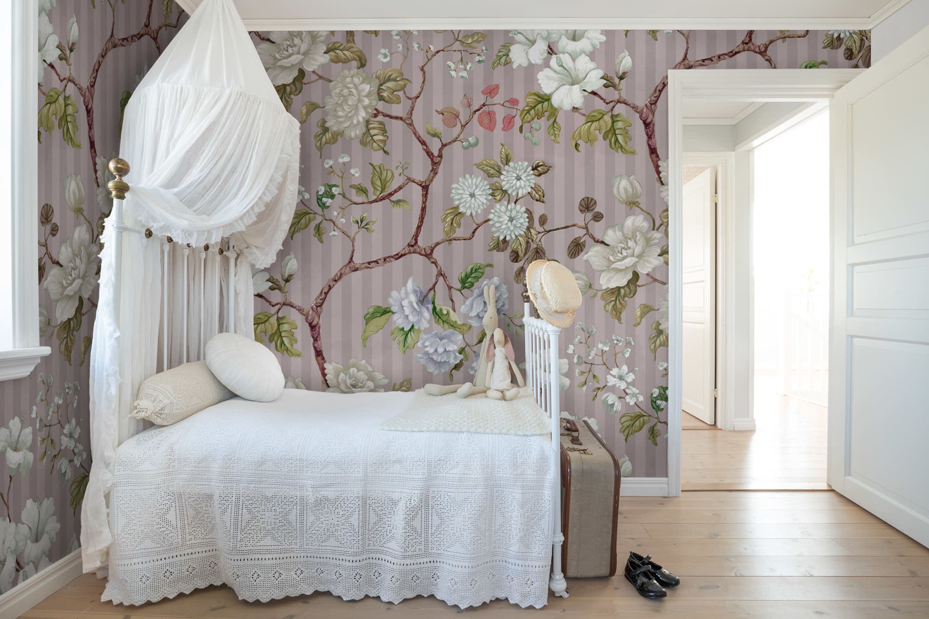 Tapet rose stripe, pink, rebel walls