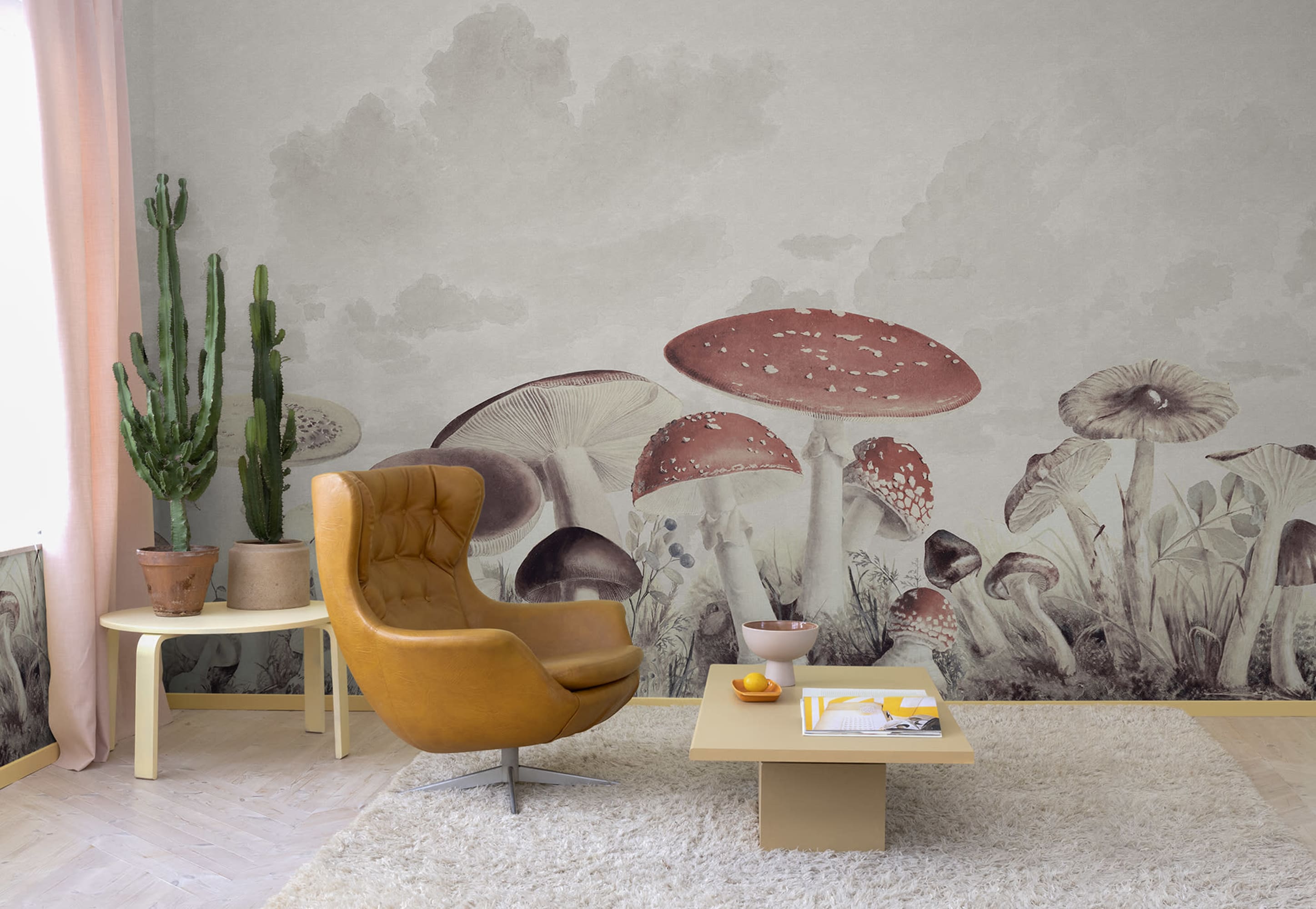 Tapet mushrooms, vintage, rebel walls 