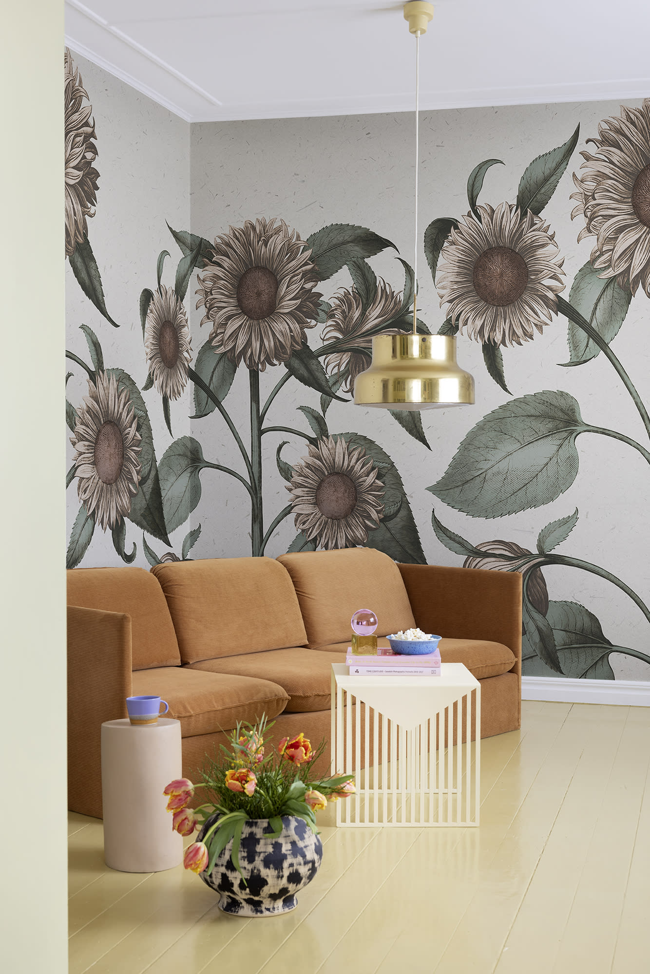 Tapet sunflower, peach, rebel walls 