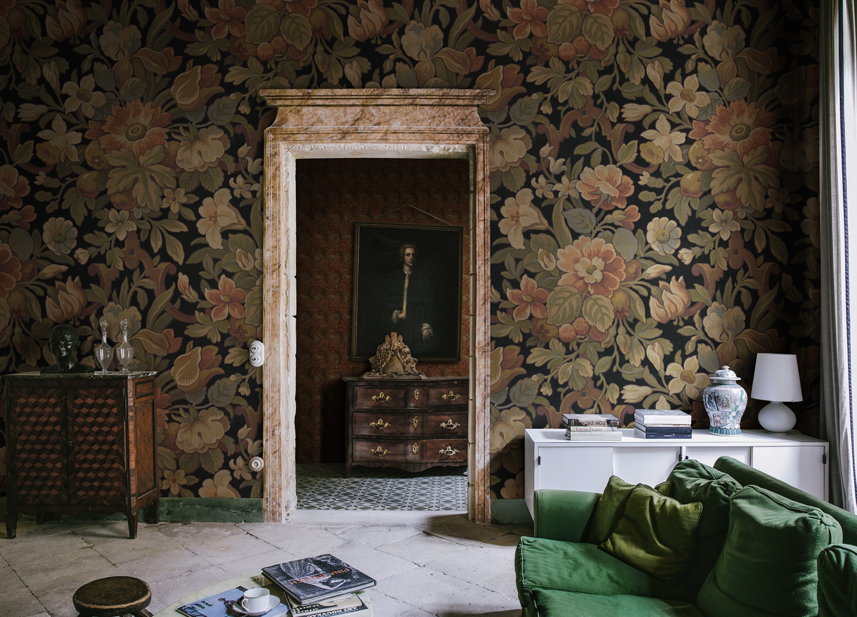 Tapet vintage flora, ebony, rebel walls 