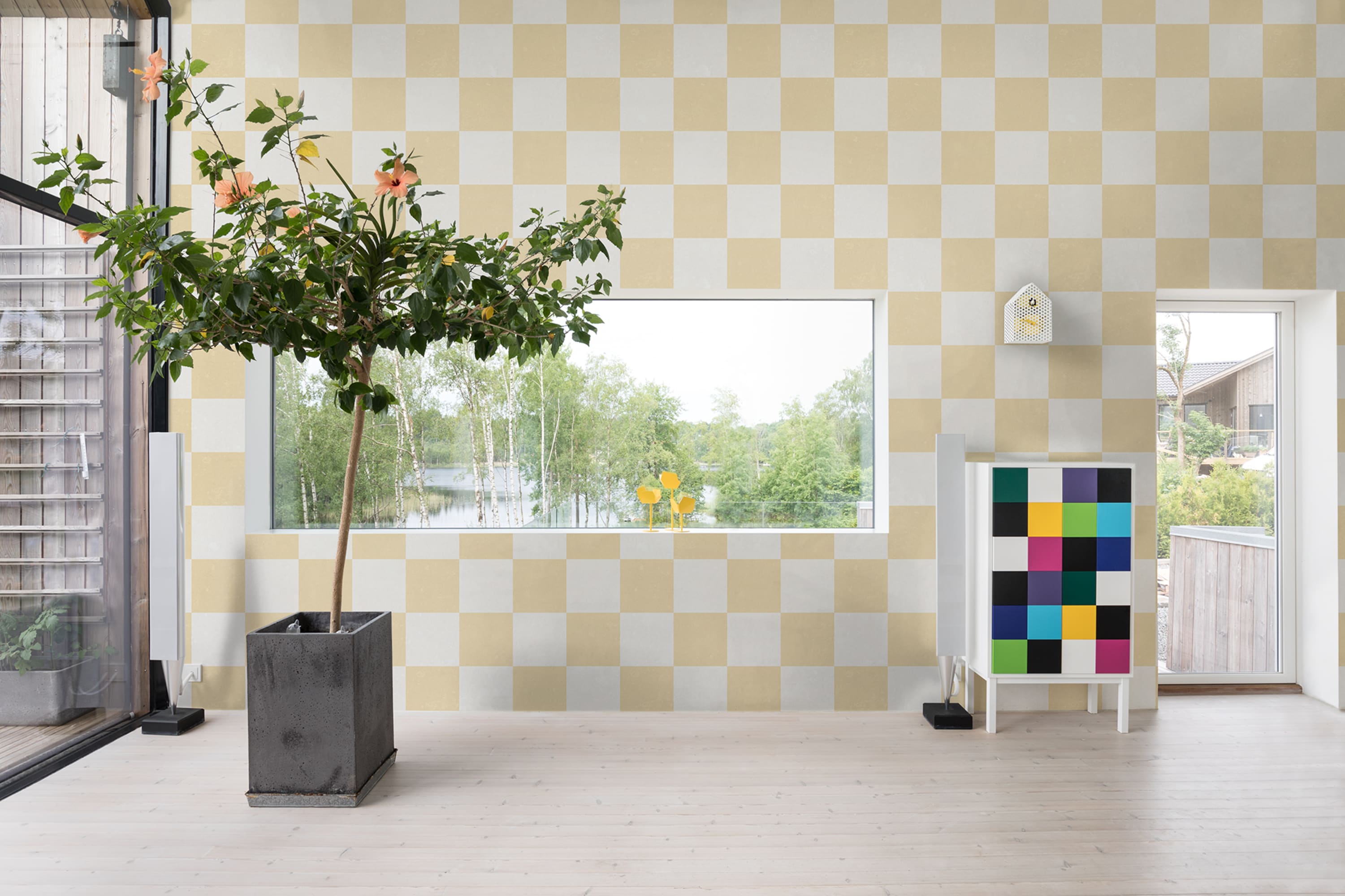 Tapet chess, yellow, rebel walls 