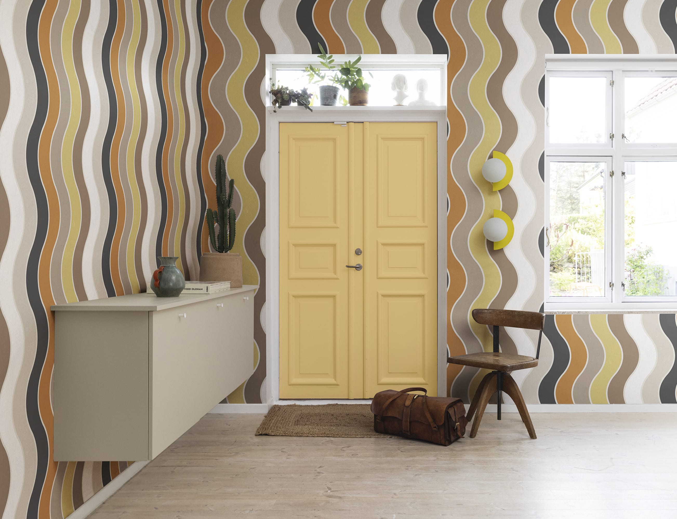 Tapet seventies waves, orange, rebel walls 