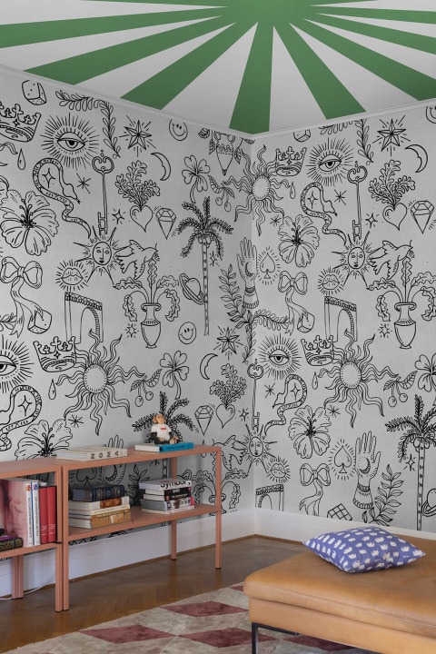 Tapet doodle, white, rebel walls 