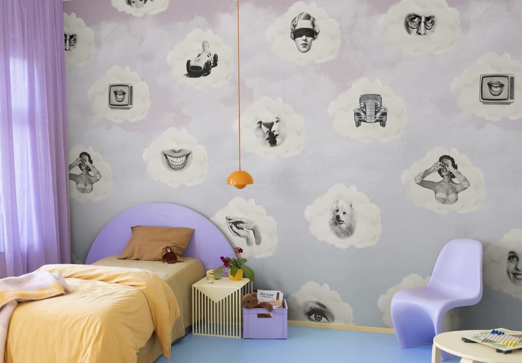 Tapet retro clouds, pink, rebel walls 