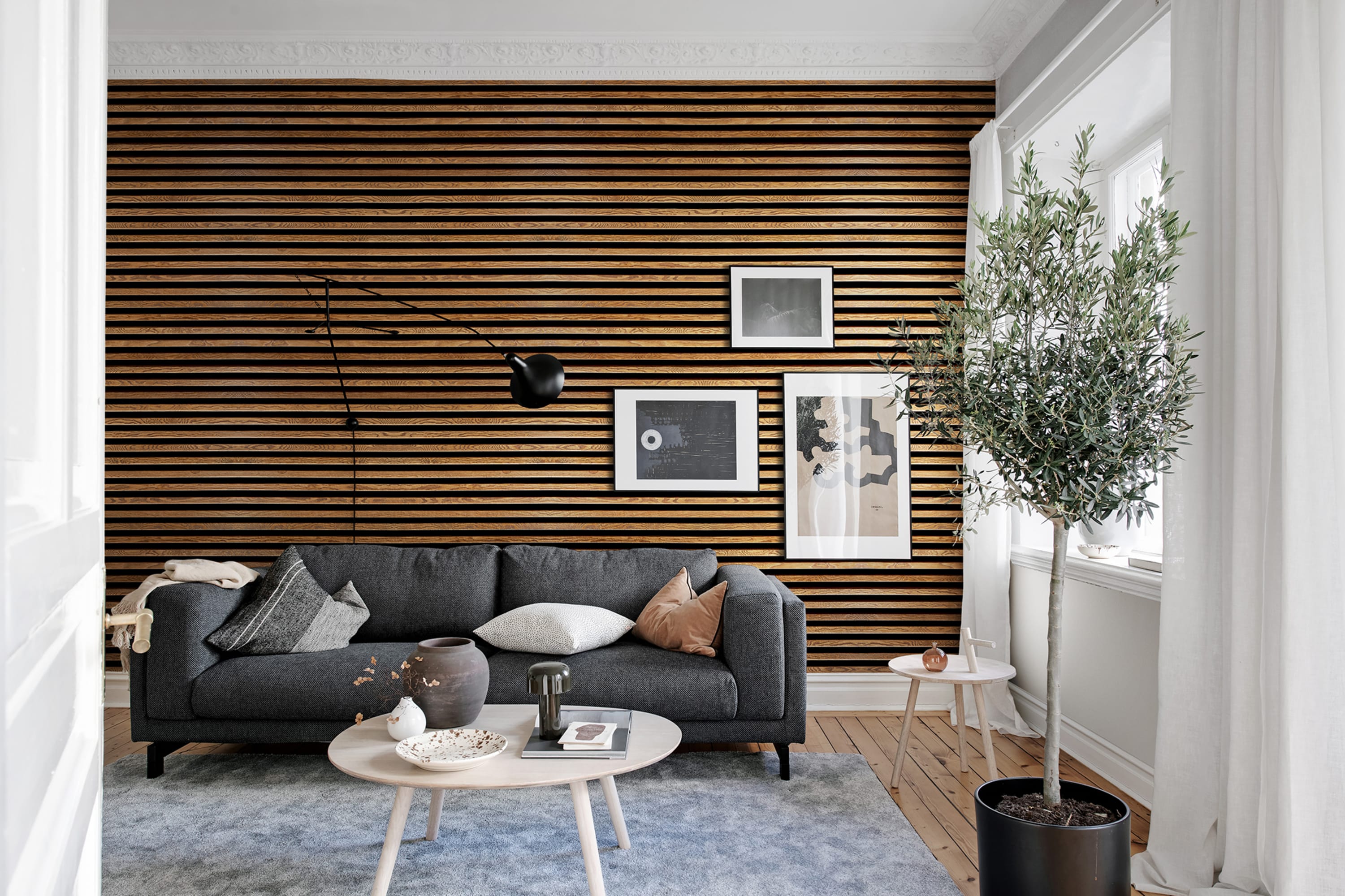 Tapet rib wood horizontal, rebel walls 