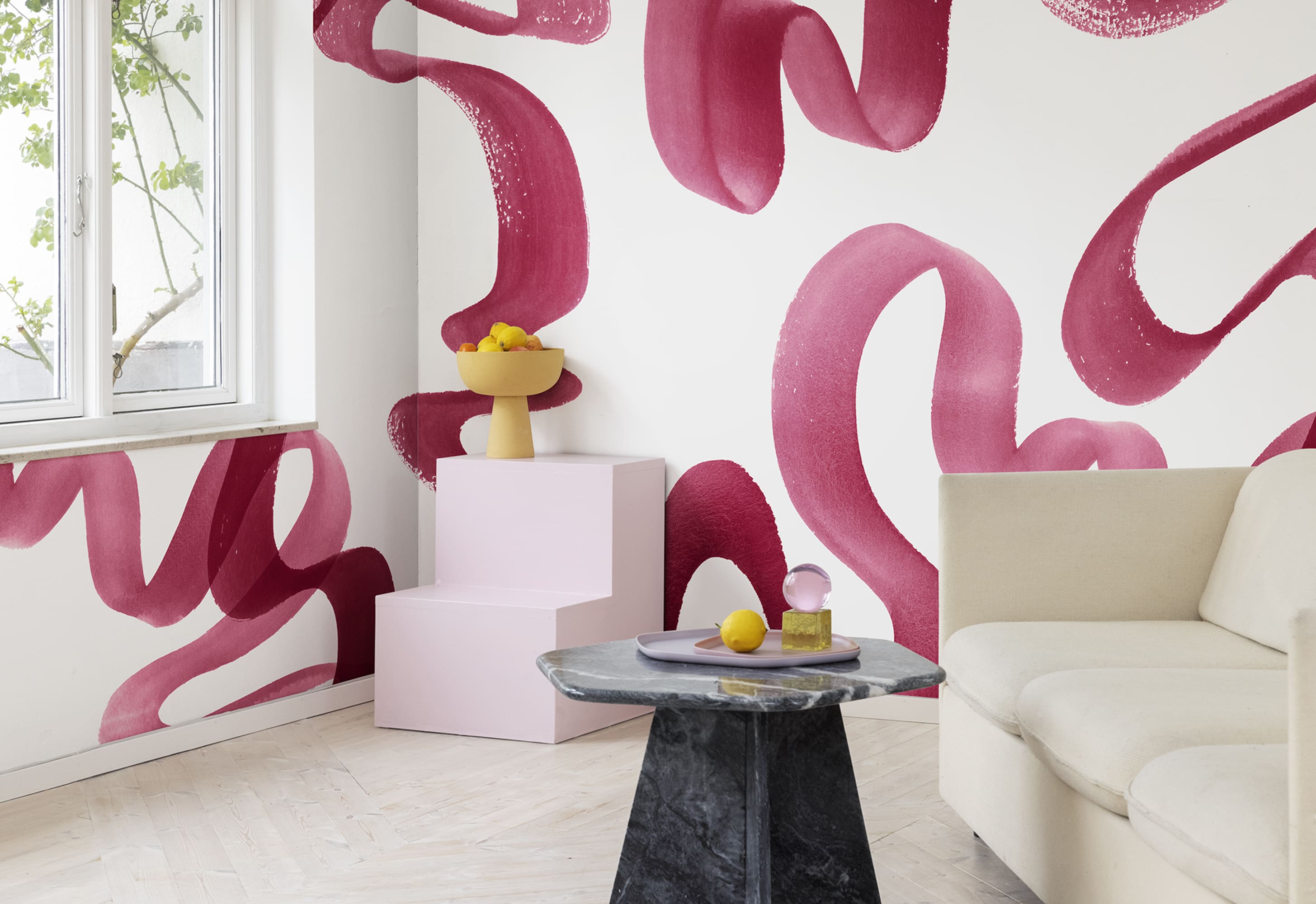 Tapet waves, magenta, rebel walls 