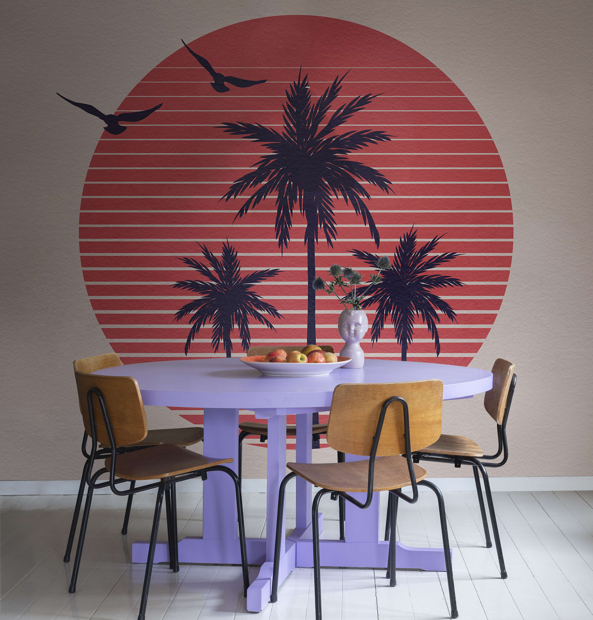 Tapet palms soft pink, rebel walls 