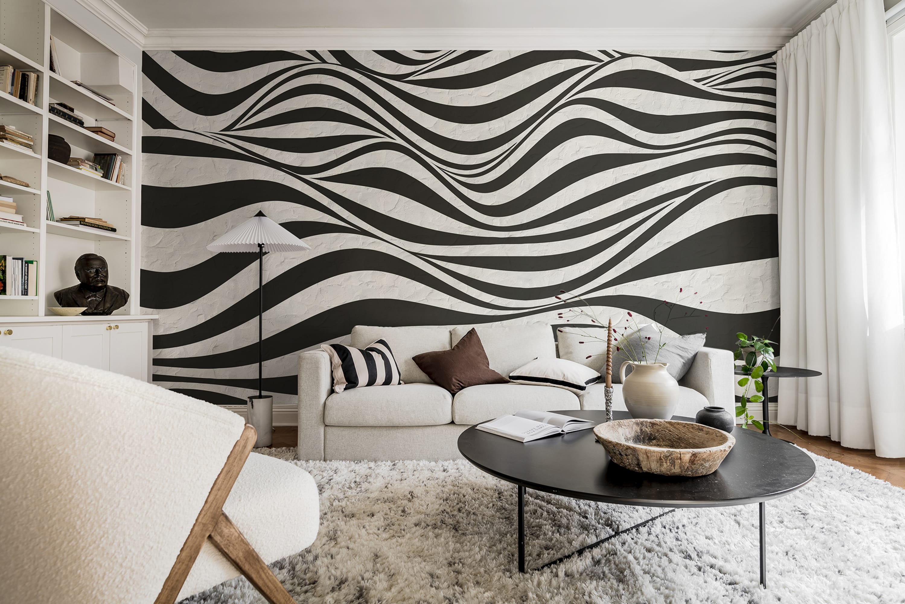 Tapet graphic hills, black, rebel walls 