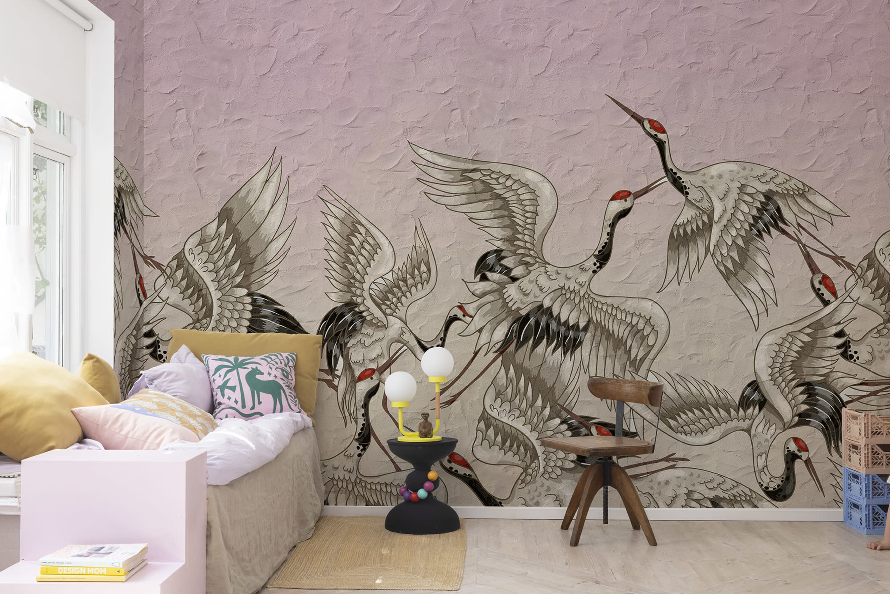 Tapet crain birds, rose, rebel walls 